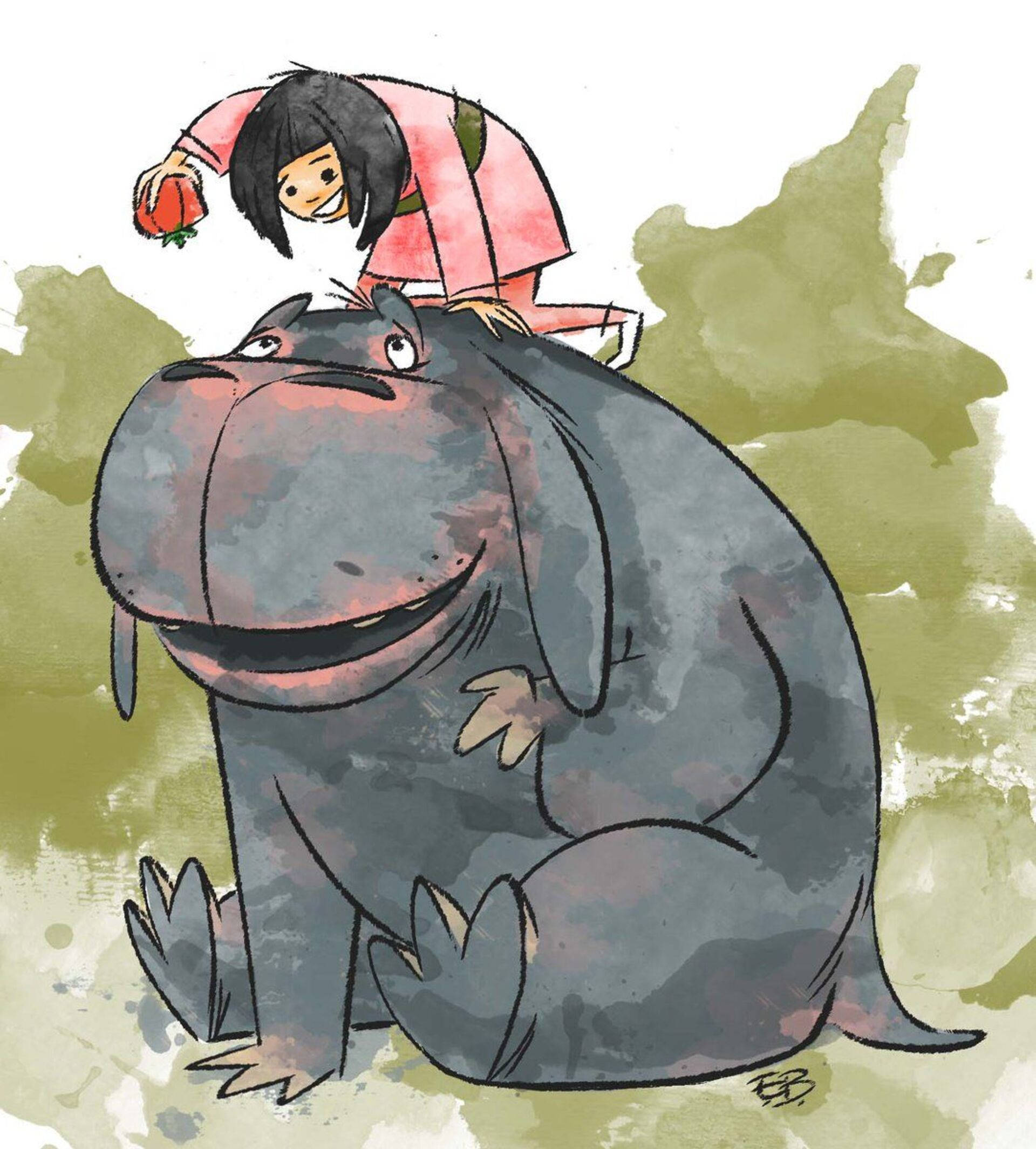 Okja Blotted Cartoon Art Bakgrunner