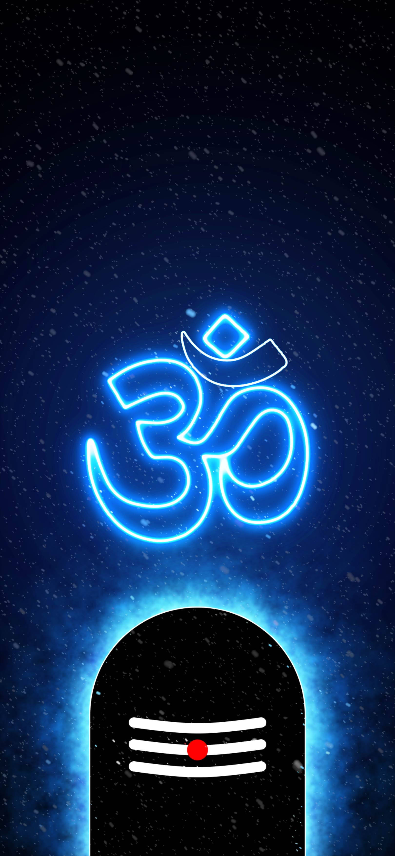 Om-symbol blå neon Bakgrunner