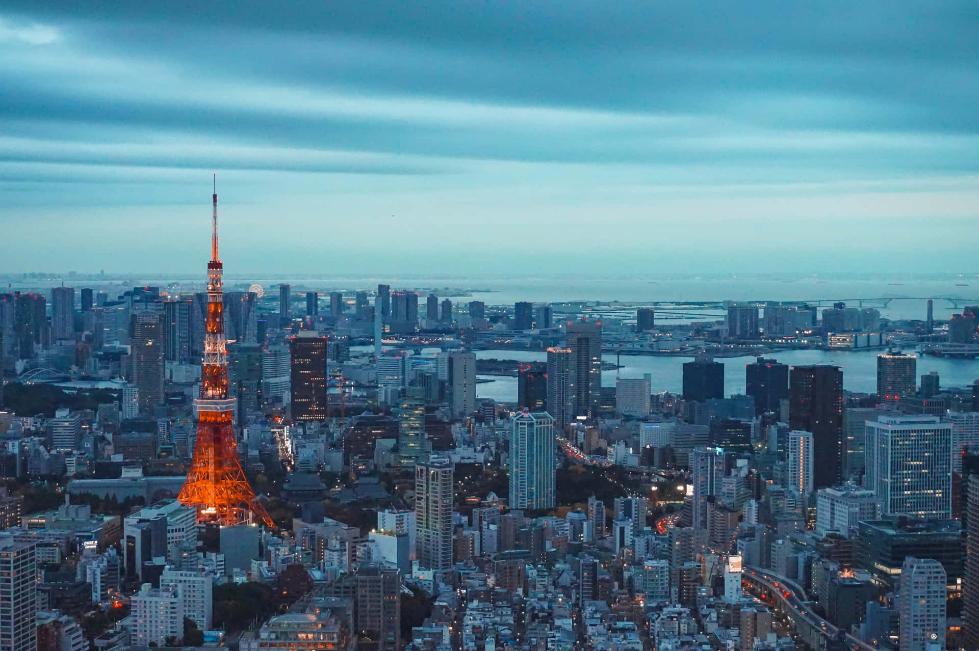 Omfattende utsikt over Tokyo by i Japan