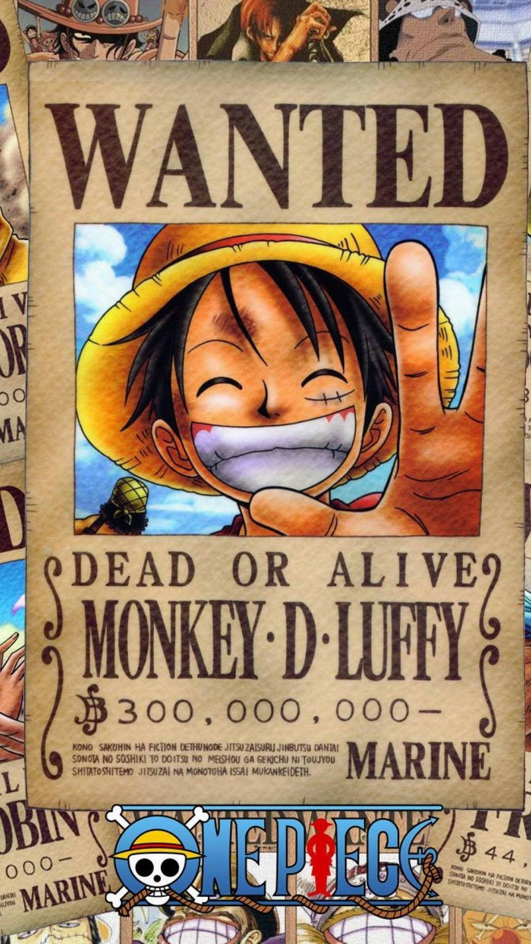 One Piece 4K Luffy etterlystplakat bakgrunnsbilde