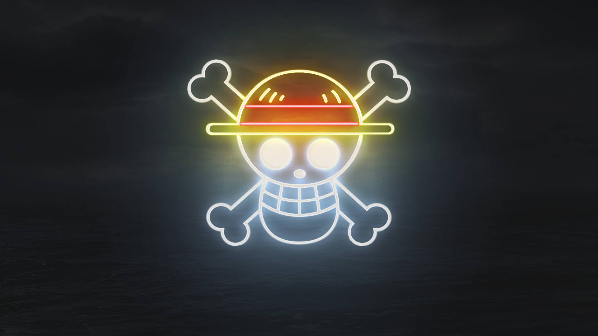 One Piece 4K Neon Lys Logo Bakgrunner
