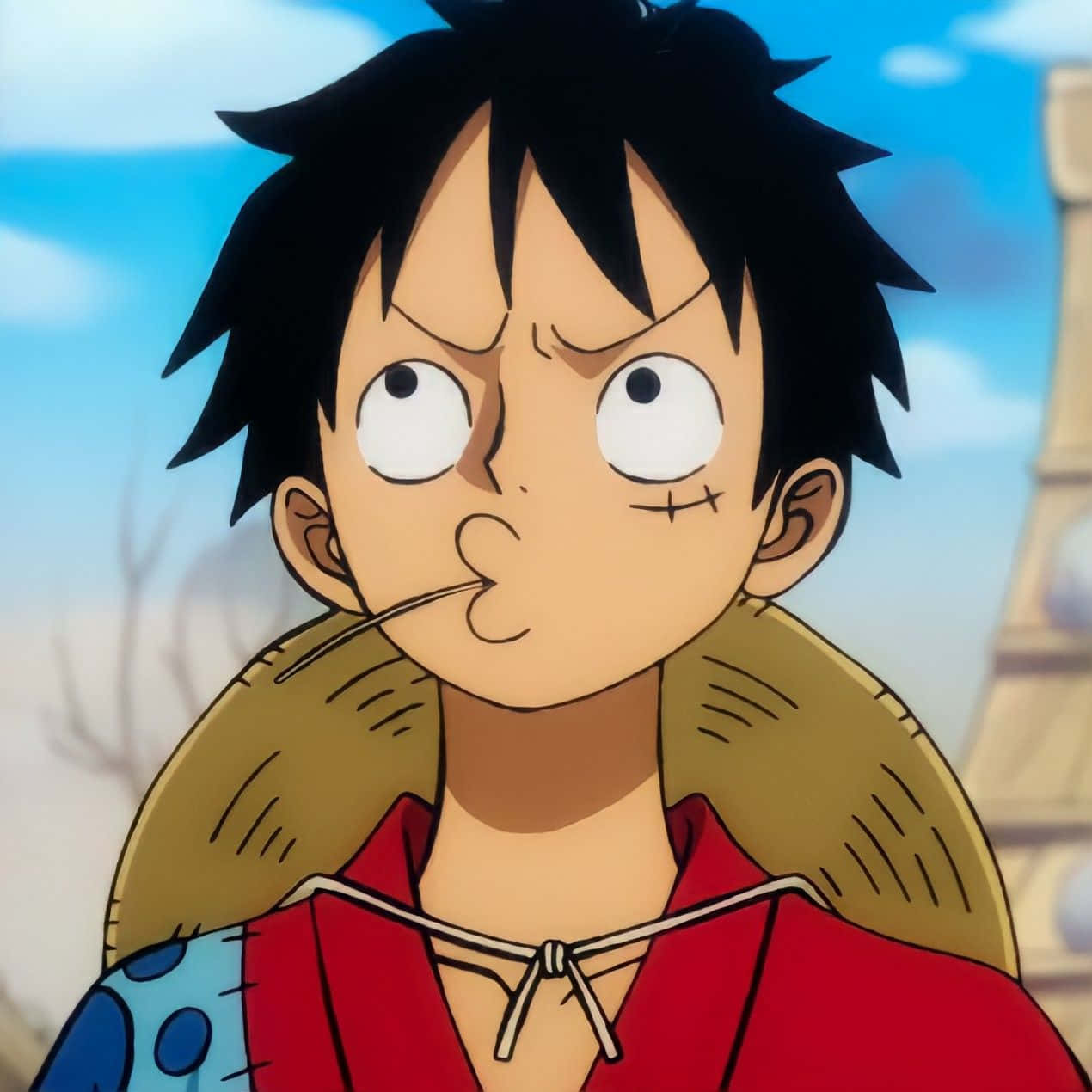One Piece - en gutt med rød skjorte og svart hår Bakgrunner