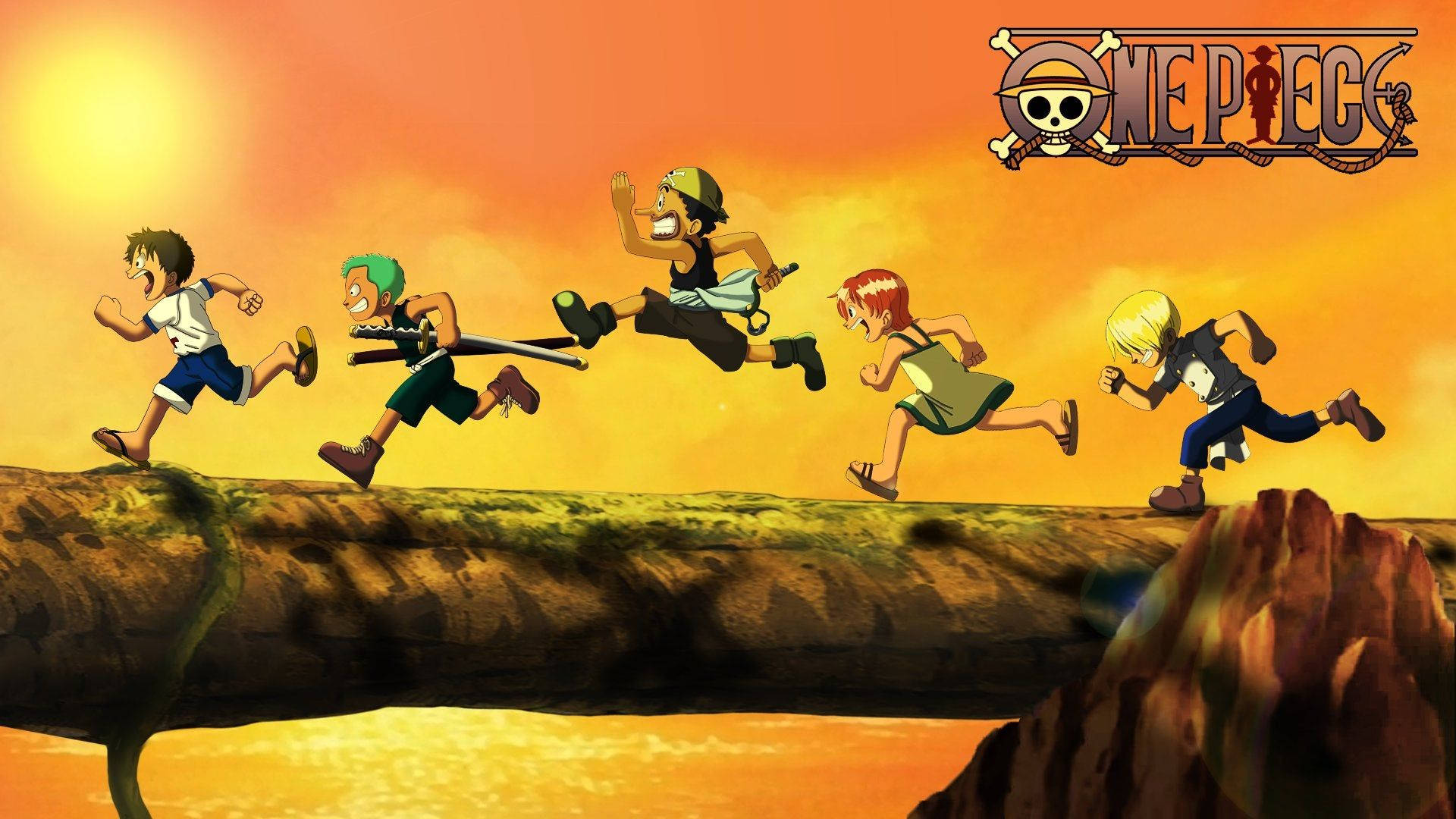 One Piece Live-barn som jager hverandre Bakgrunner