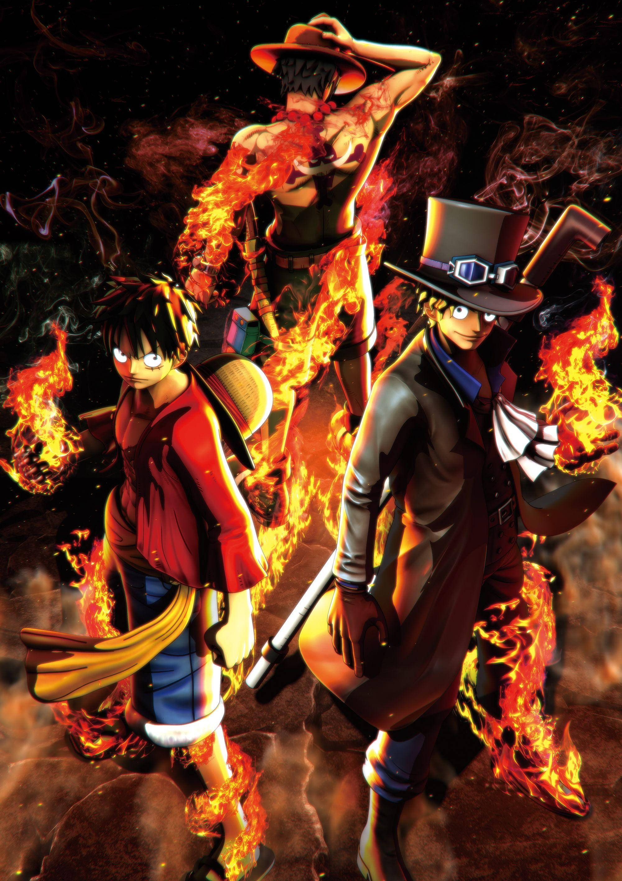 One Piece Live Luffy med Ace og Sabo Bakgrunner
