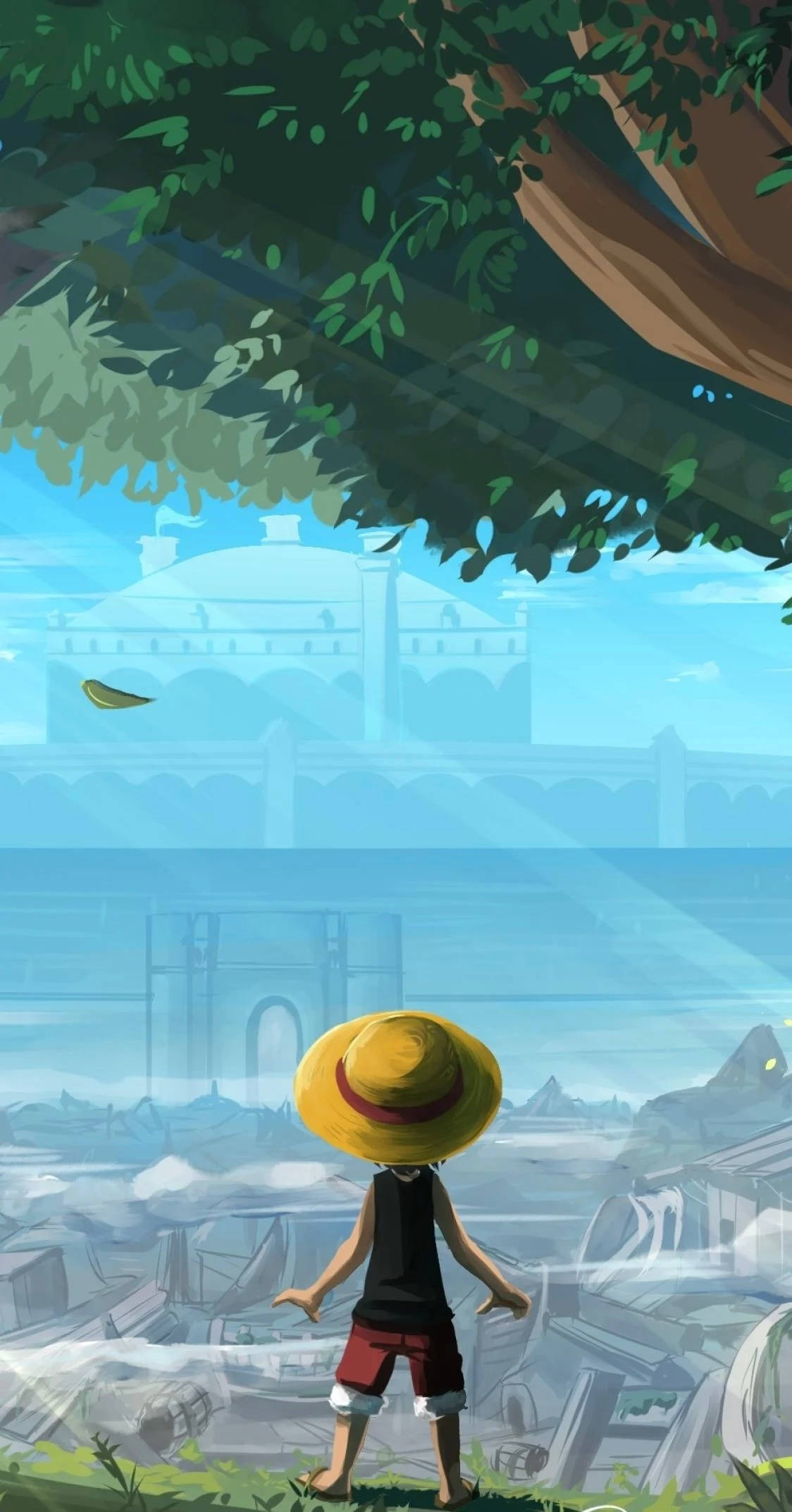 One Piece Luffy digitalt maleri iPhone Bakgrunner