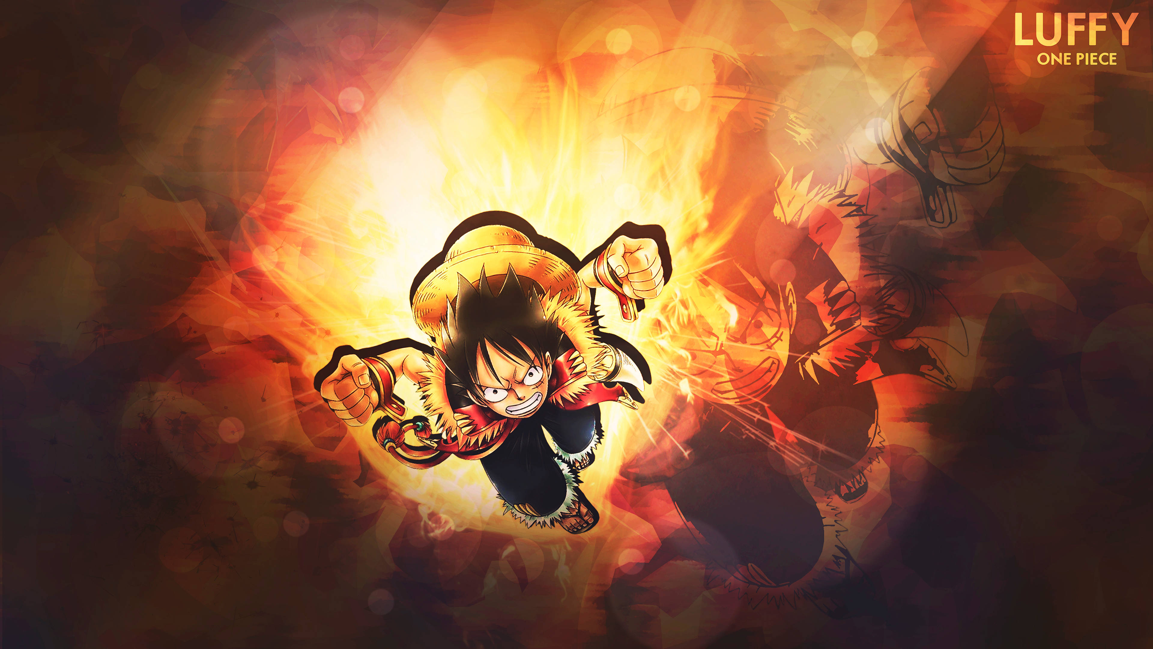 One Piece Luffy ildkunst Bakgrunner