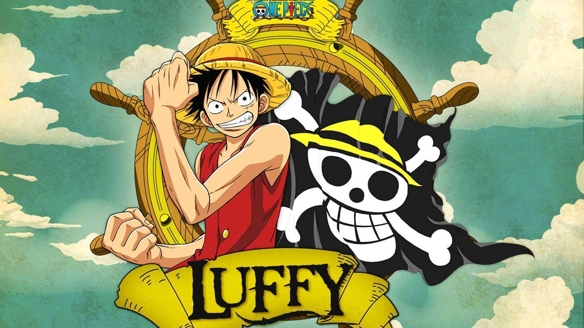 One Piece Luffy Med Chopper Flagg Bakgrunner