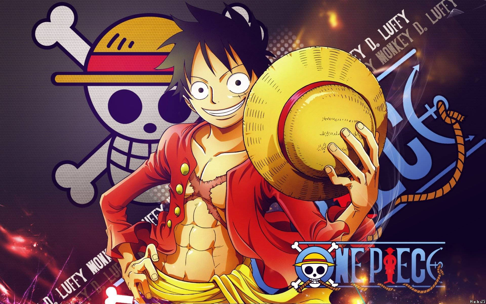 One Piece Luffy Med Chopper Hodeskalle Bakgrunner