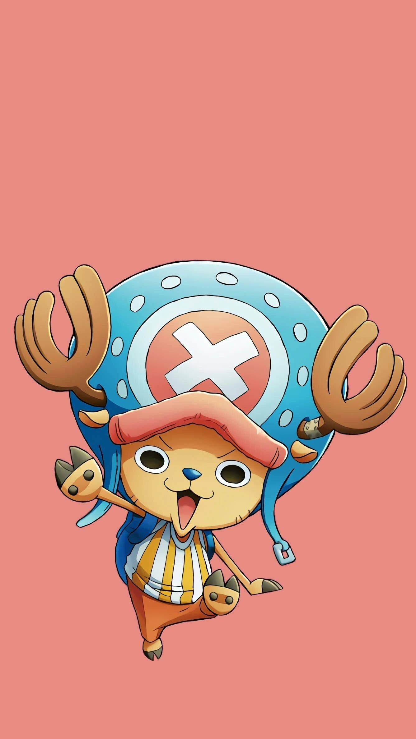 One Piece Telefon Chopper på Ferskenbakgrunn Bakgrunner
