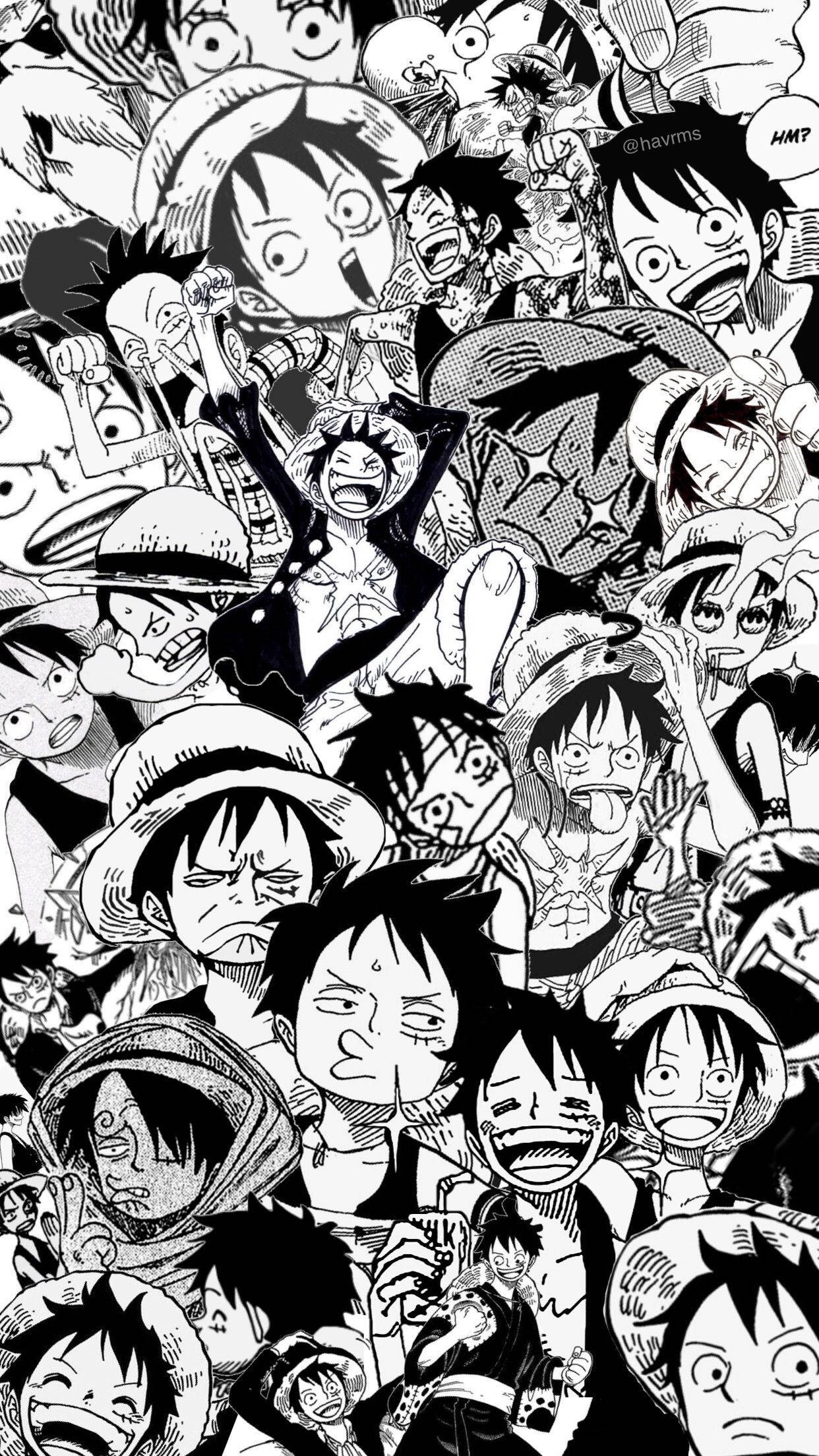One Piece Telefon Luffy Manga Collage Bakgrunner