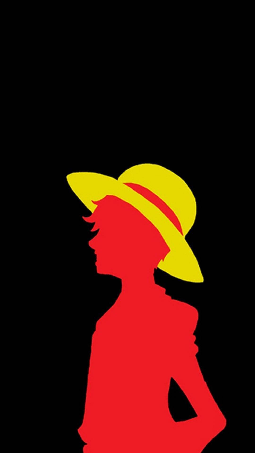 One Piece Telefon Luffy Silhuett Med Stråhatt Bakgrunner