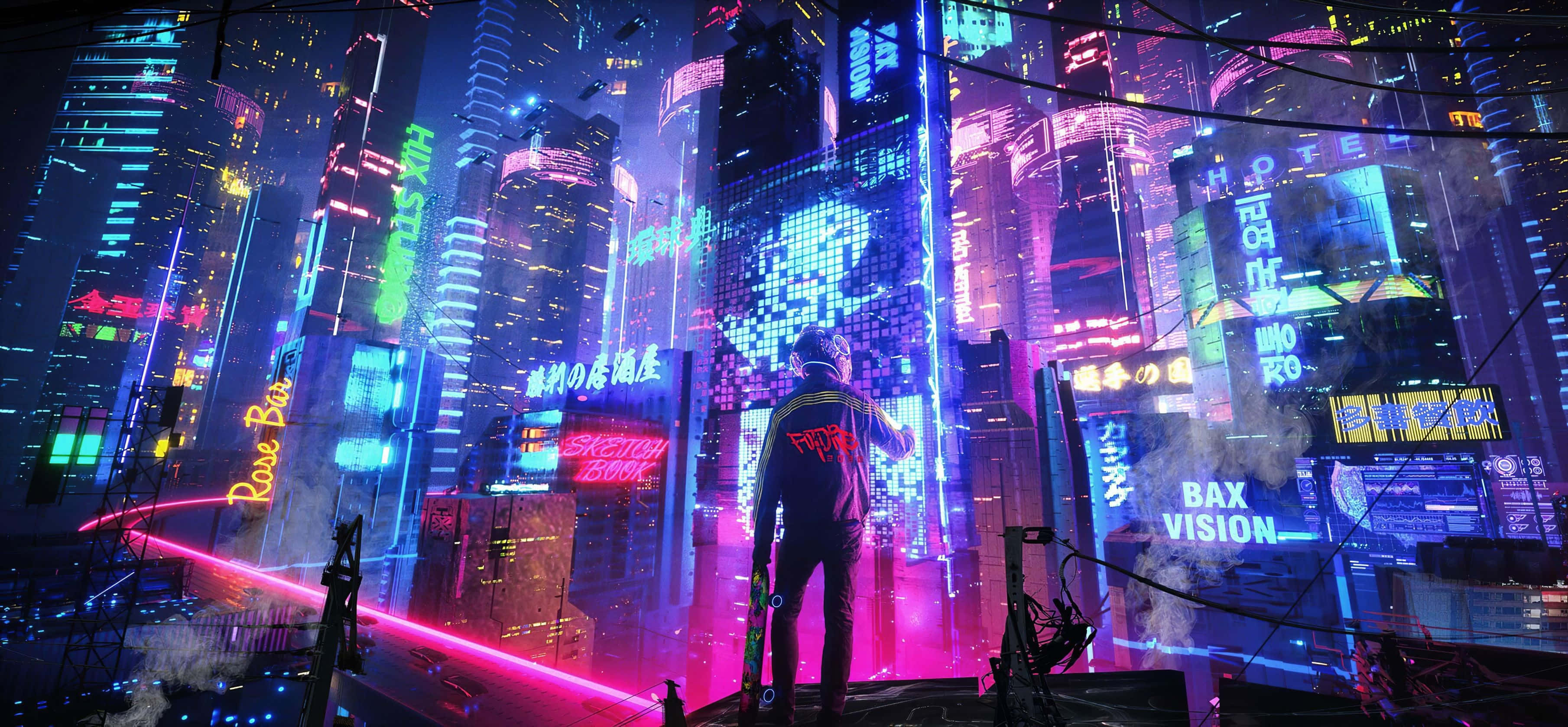Opplev de levende lysene i Neon City Bakgrunner