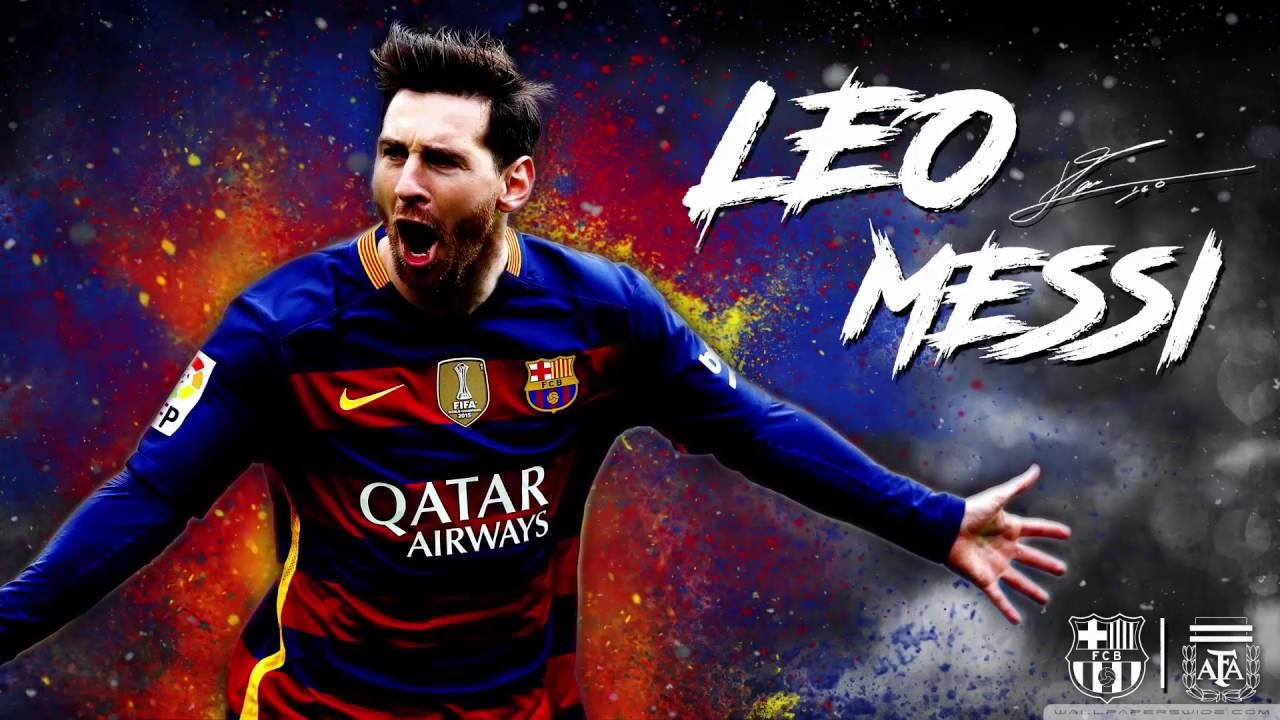 Leo Messi på flerfarget sprutbakgrunn kunstbakgrunn