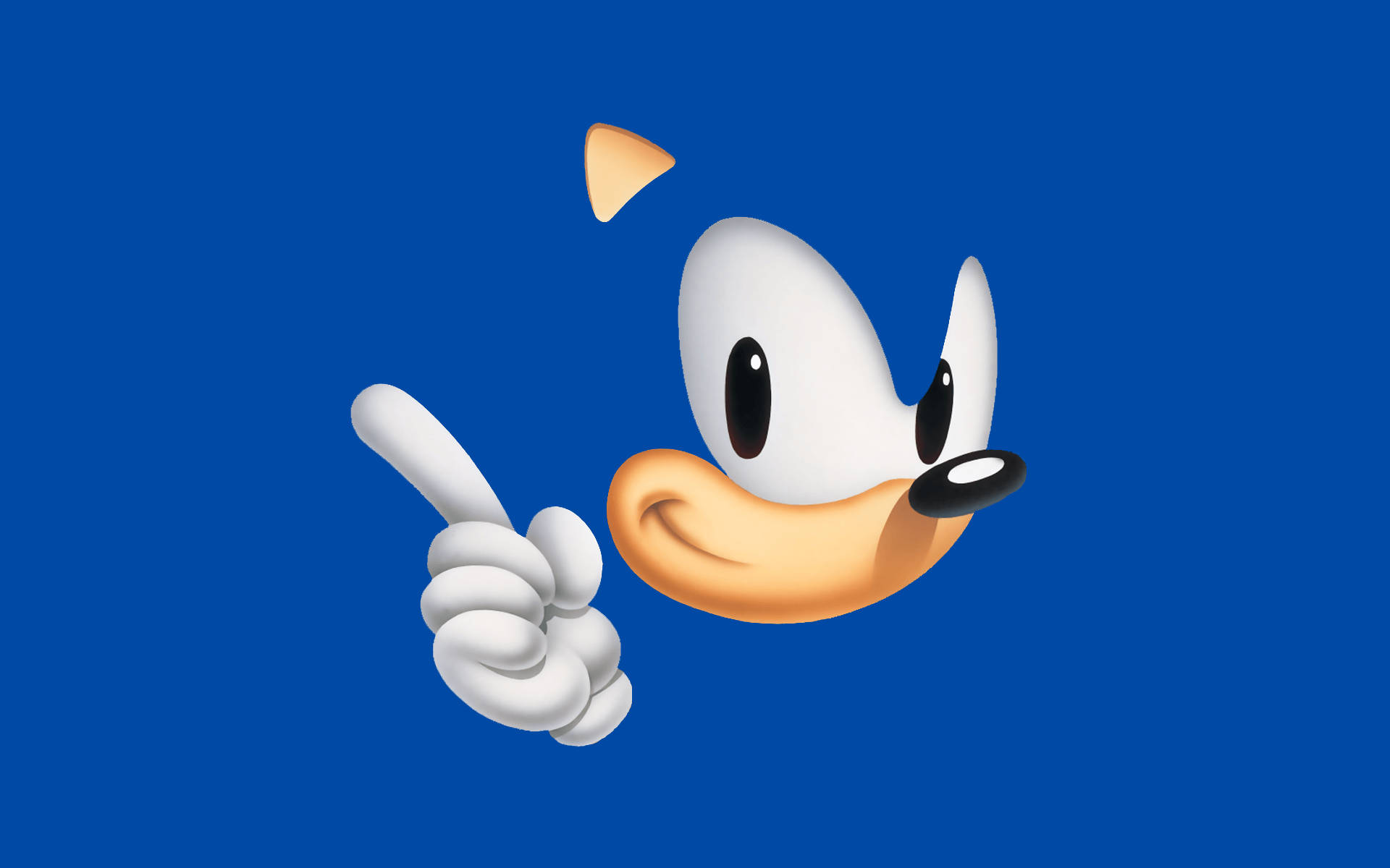 Rent blått bakgrunnsbilde av Sonic the Hedgehog med hovedsansene hans.