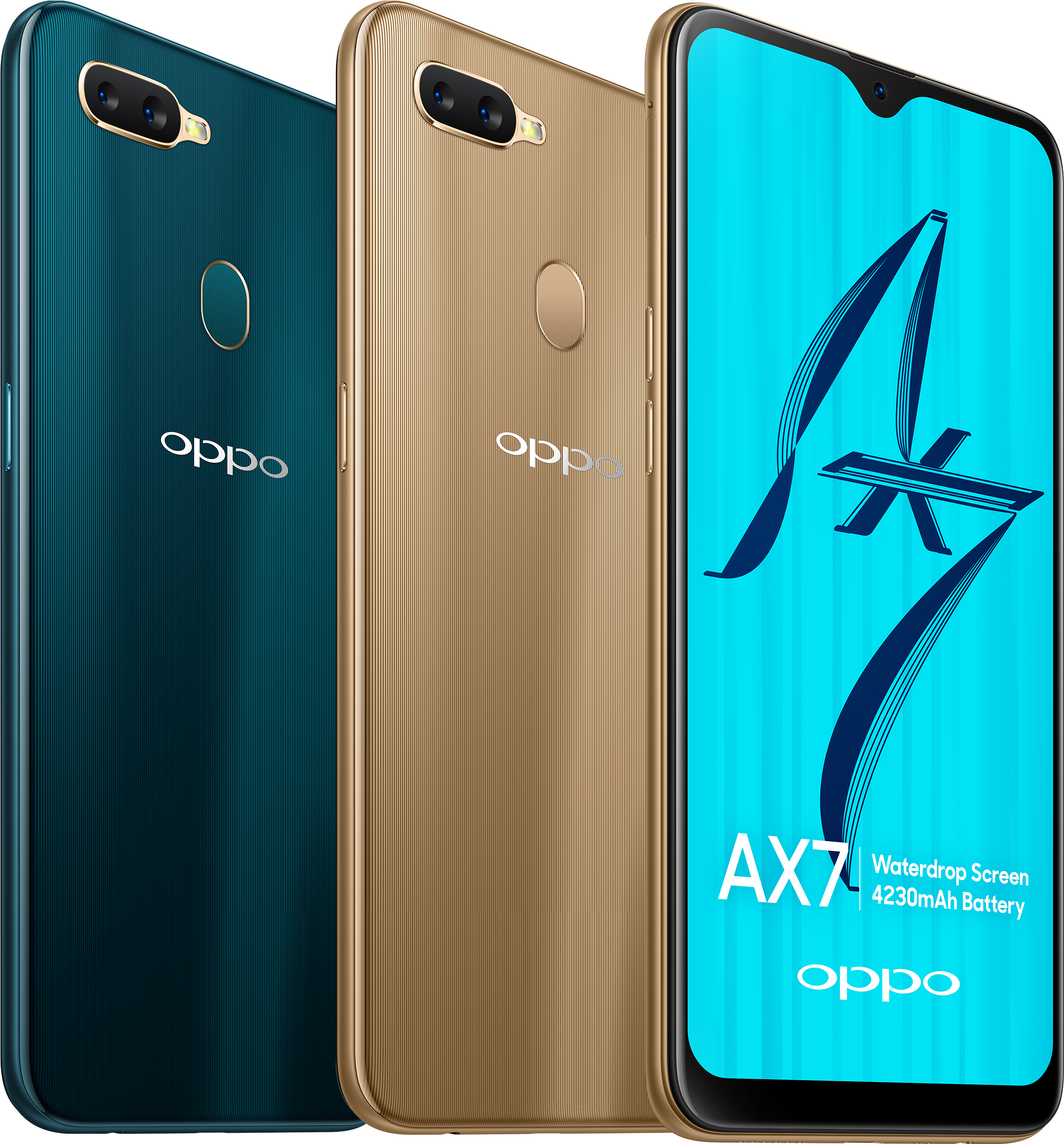 Oppo A X7 i to fargevarianter Bakgrunner