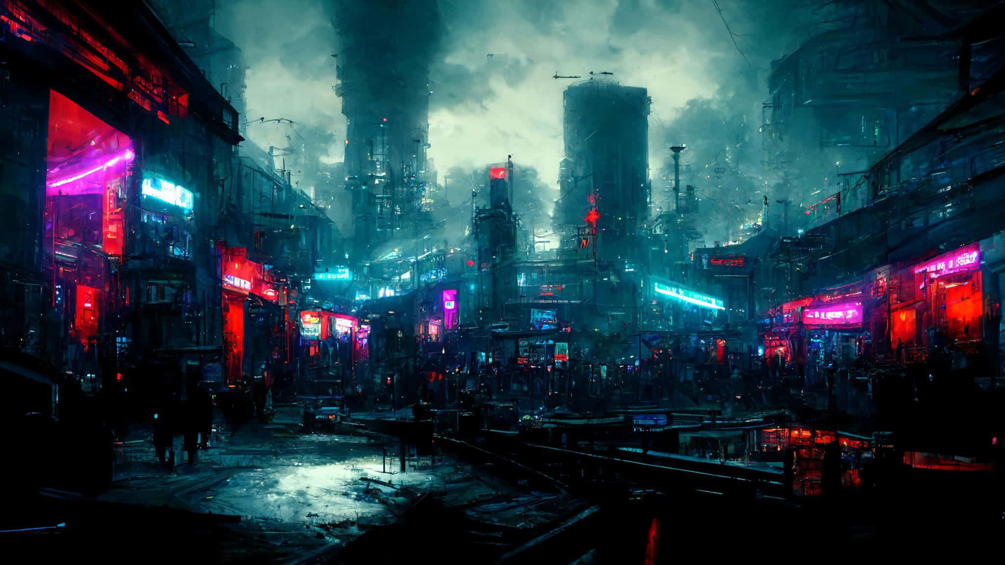 Oppoverblikk mot de overnaturlige Dark City-lampene Bakgrunner