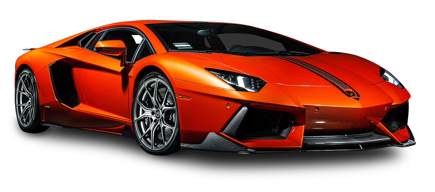 Oransje Lamborghini Aventador sett fra siden Bakgrunner