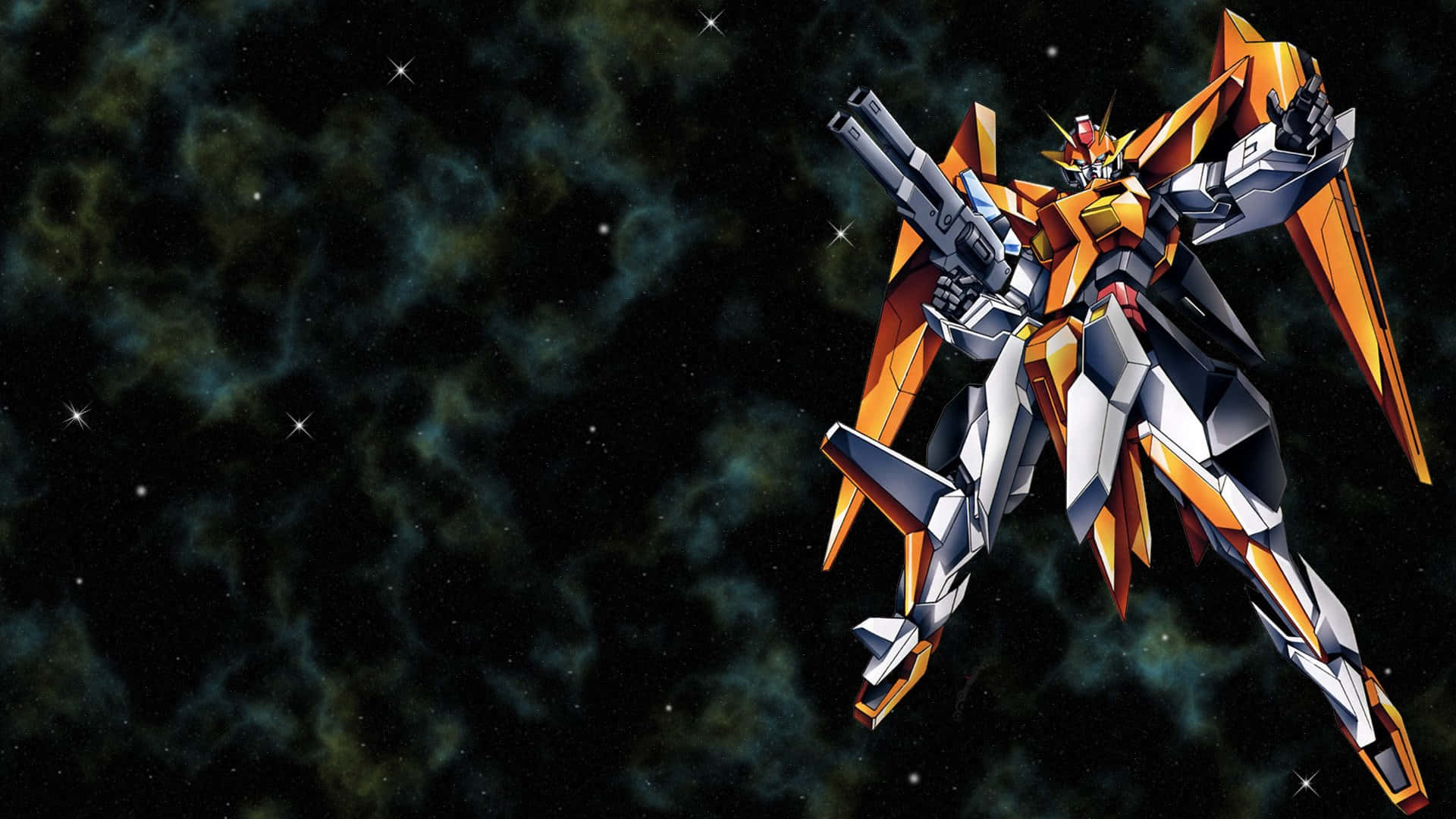 Oransje og hvit Gundam-skrivebord Bakgrunner