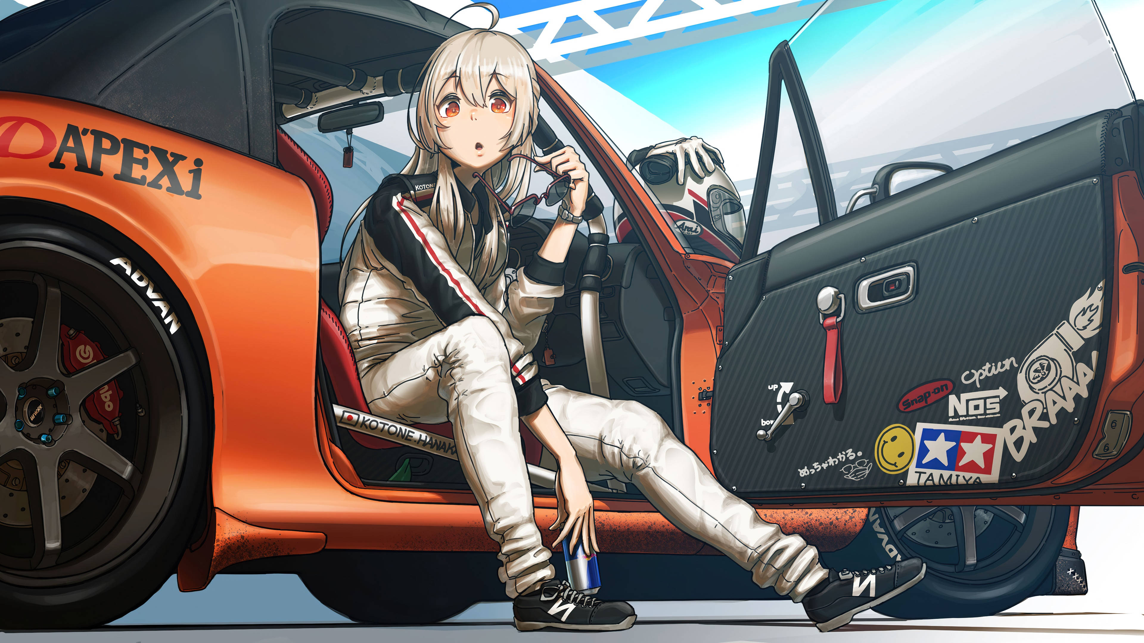 Oransje Toyota Supra anime-bil Bakgrunner