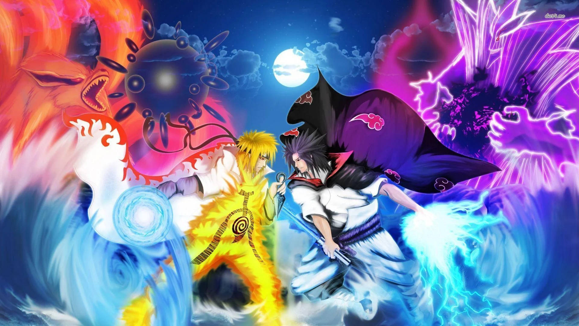 Overveldet Naruto og Sasuke Bakgrunner