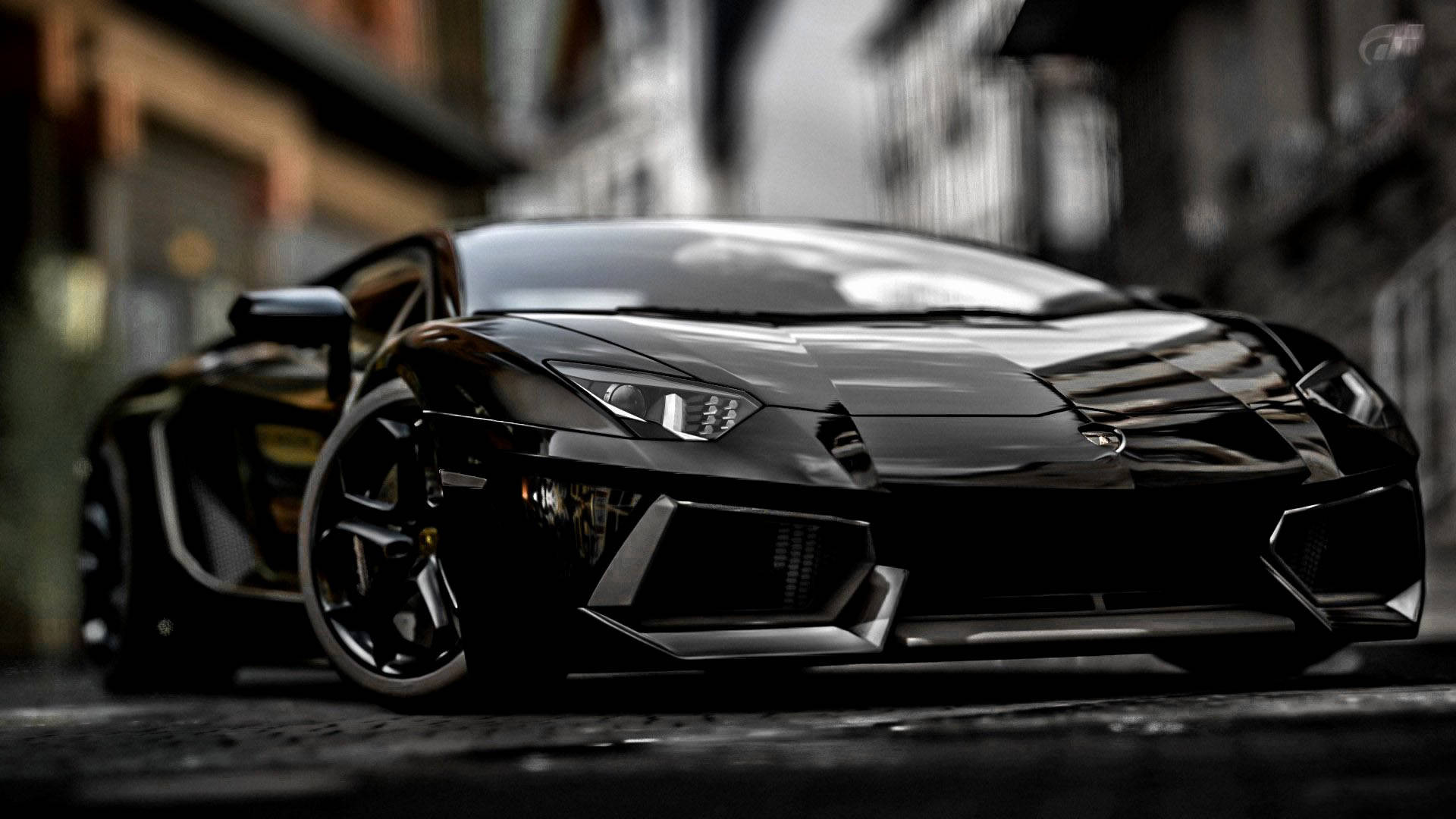 Panser på svart Lamborghini Aventador sportsbil Bakgrunner