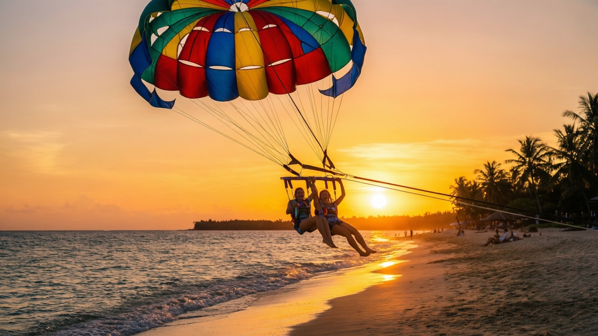 Parasailing ved solnedgang Bakgrunner