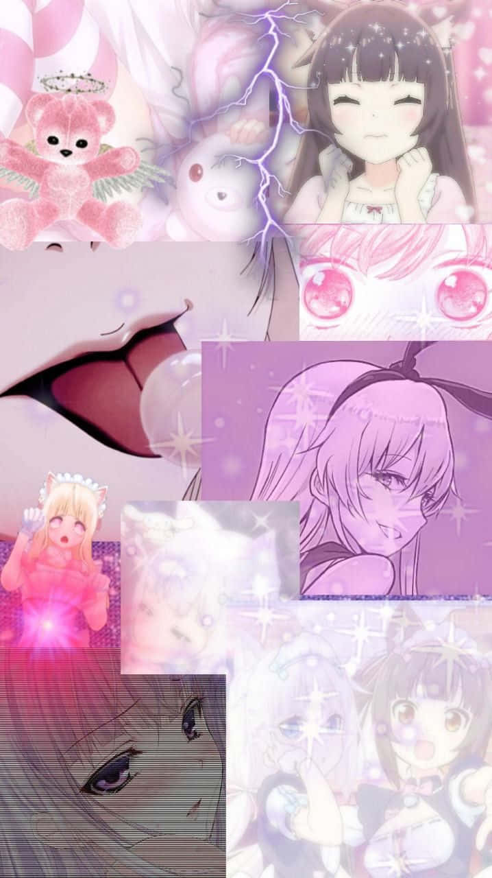 Pastell Goth Anime Jente Collage Bakgrunner