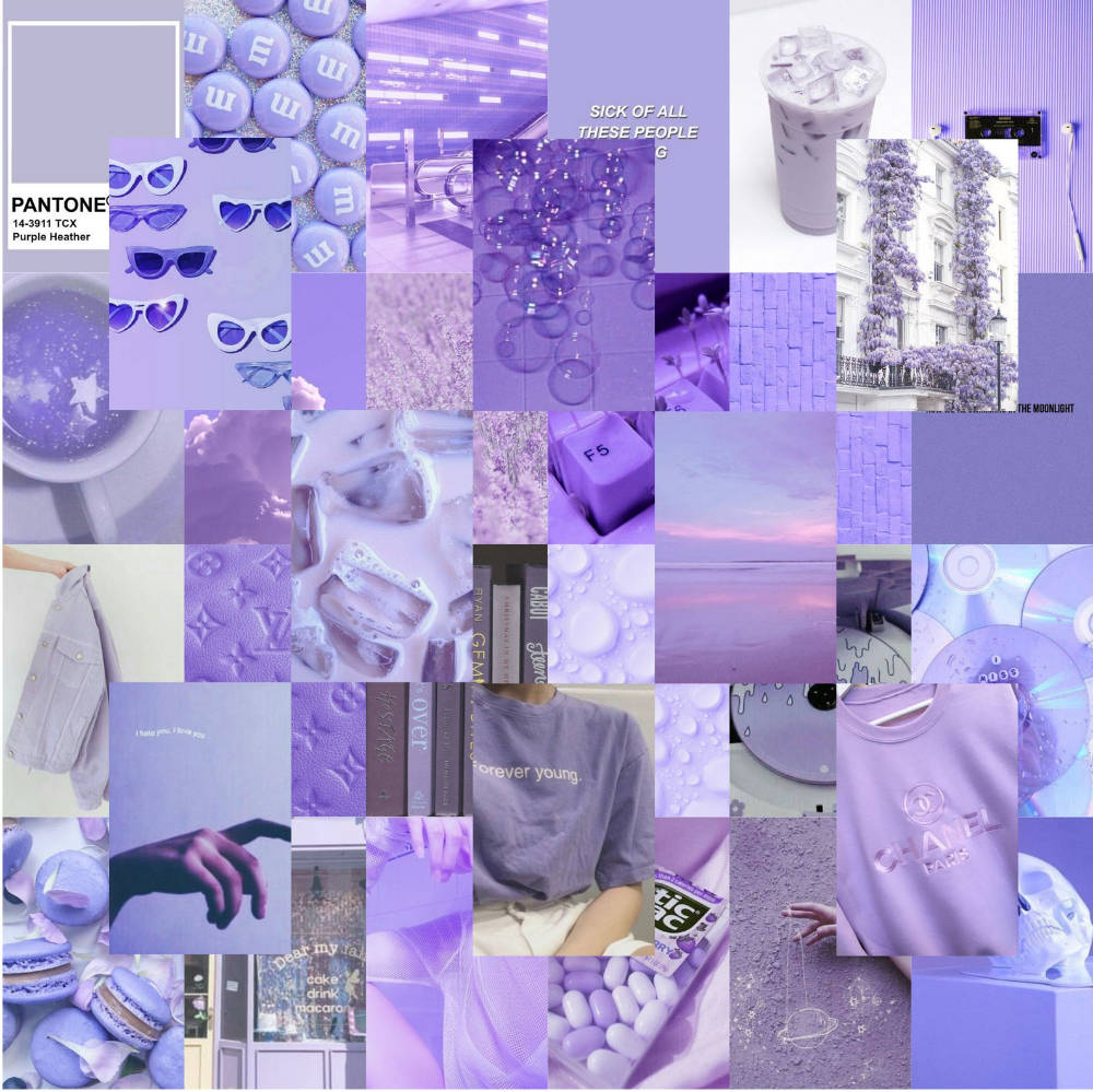 Pastell lilla collage med kule ting Bakgrunner