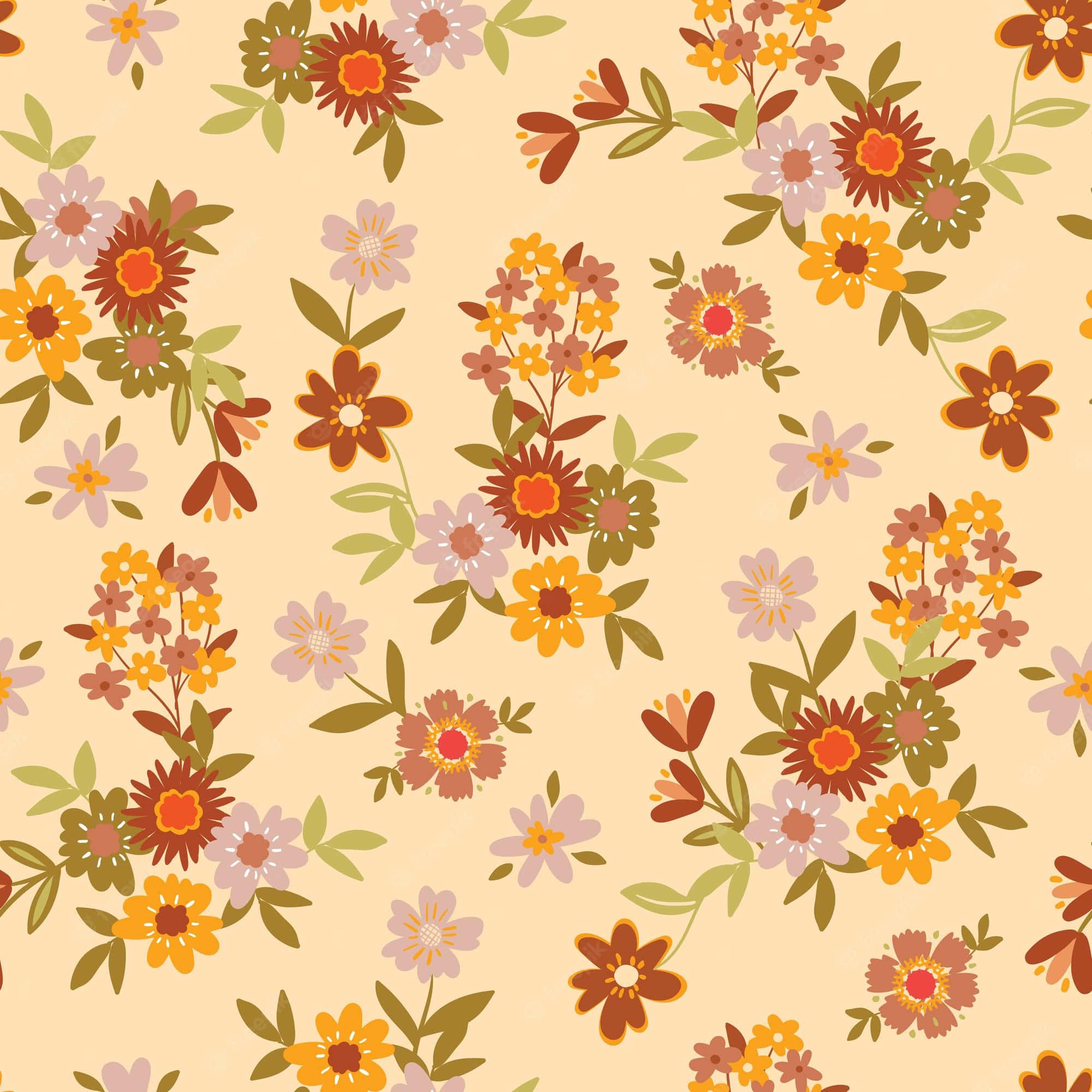Pastellblomster Vintage Hippie Estetikk Bakgrunner