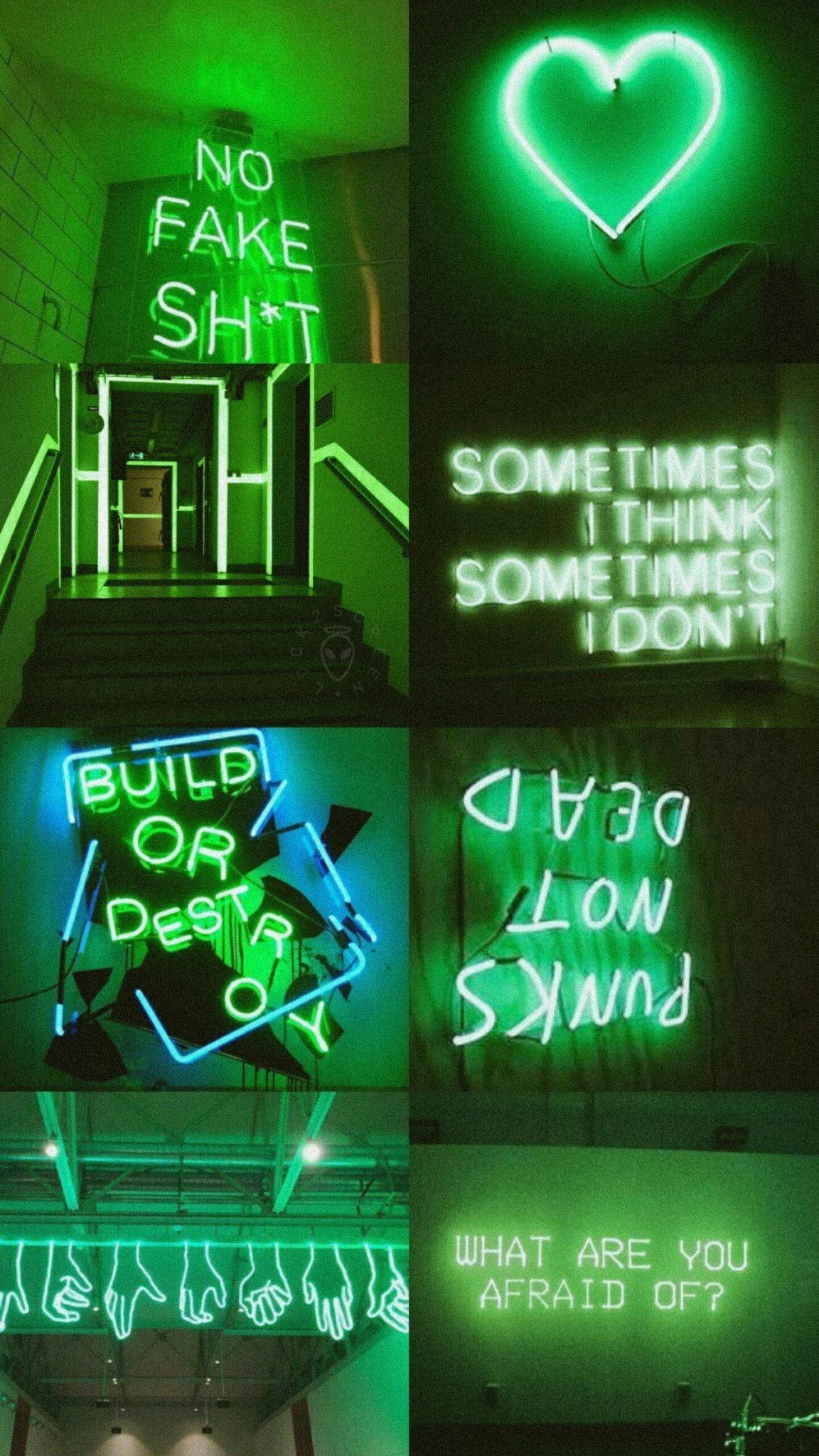 Pastellgrønne neonlys Bakgrunner