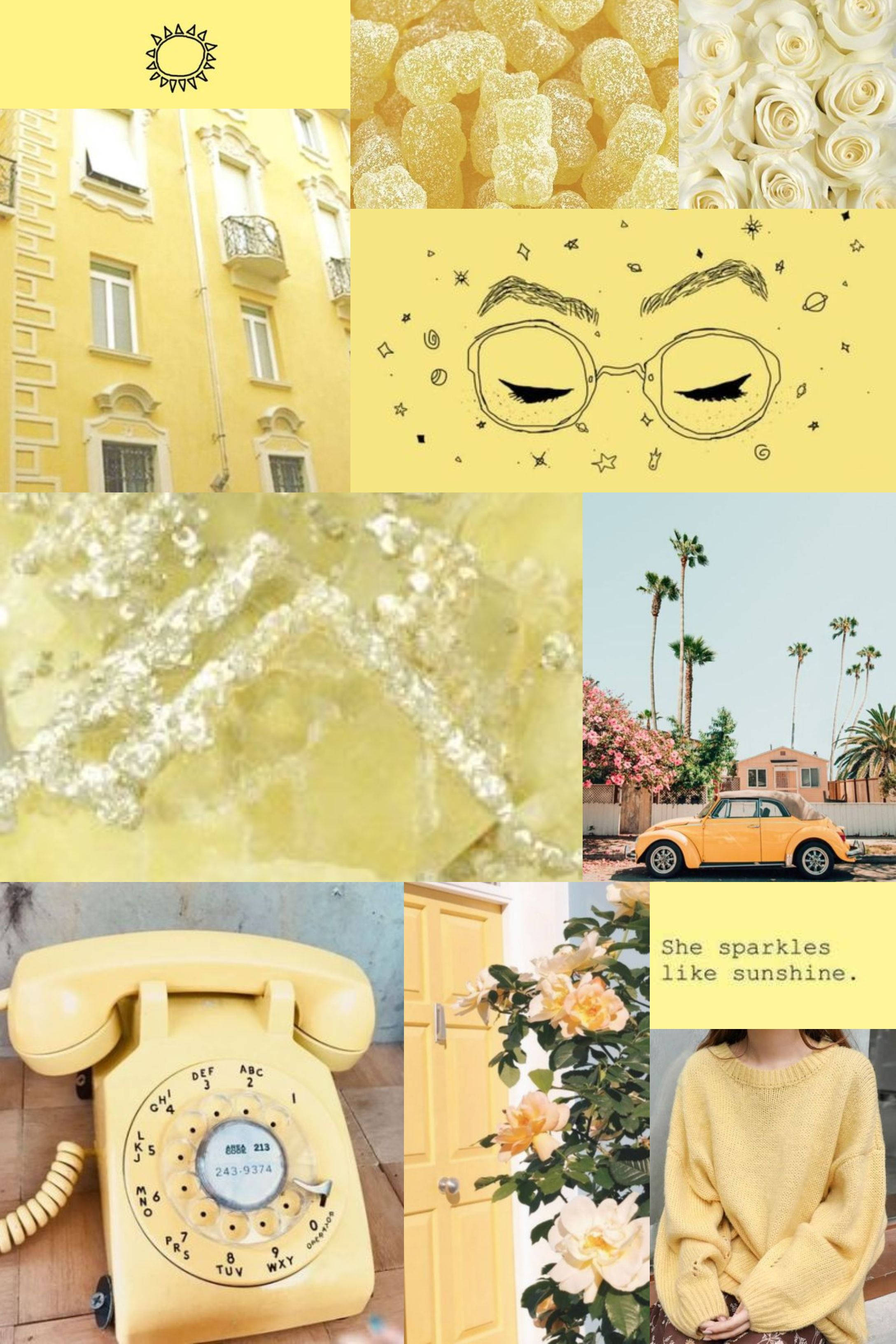 Pastellgul estetisk collage Bakgrunner