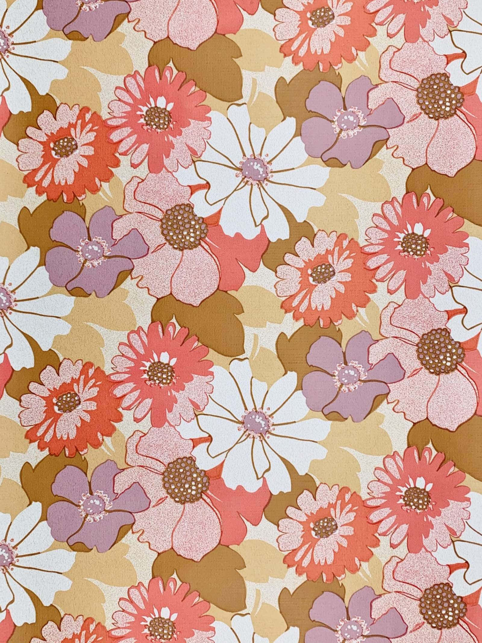 Pastellrosa 70-talls blomstertelefon Bakgrunner