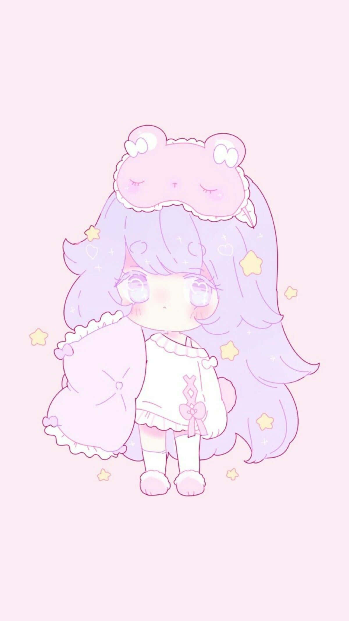 Pastellrosa estetisk anime liten jente Bakgrunner