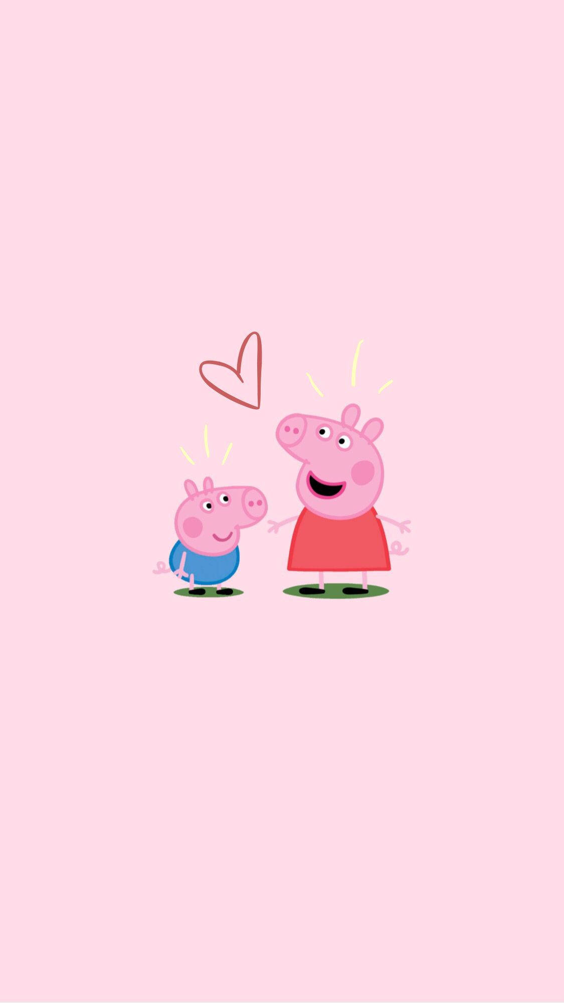 Peppa Pig iPhone med George og hjerte Bakgrunner