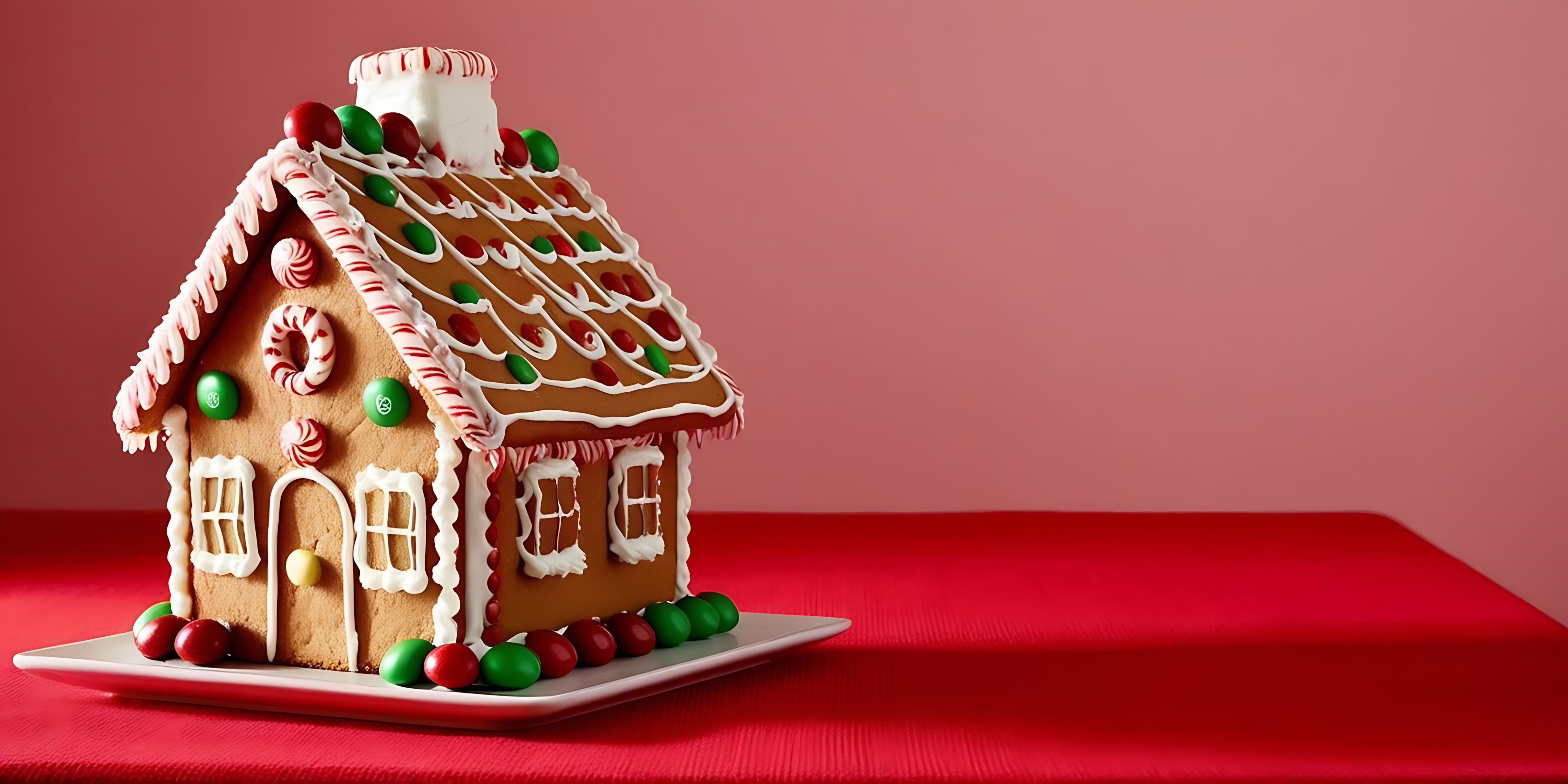 Pepperkakehus med rød bakgrunn Bakgrunner