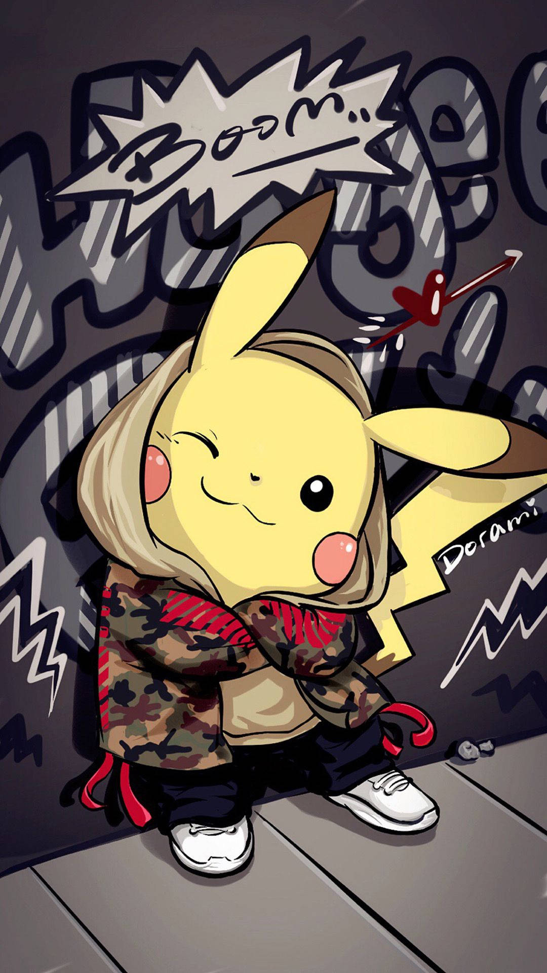 Pikachu med graffiti-kunst Bakgrunner