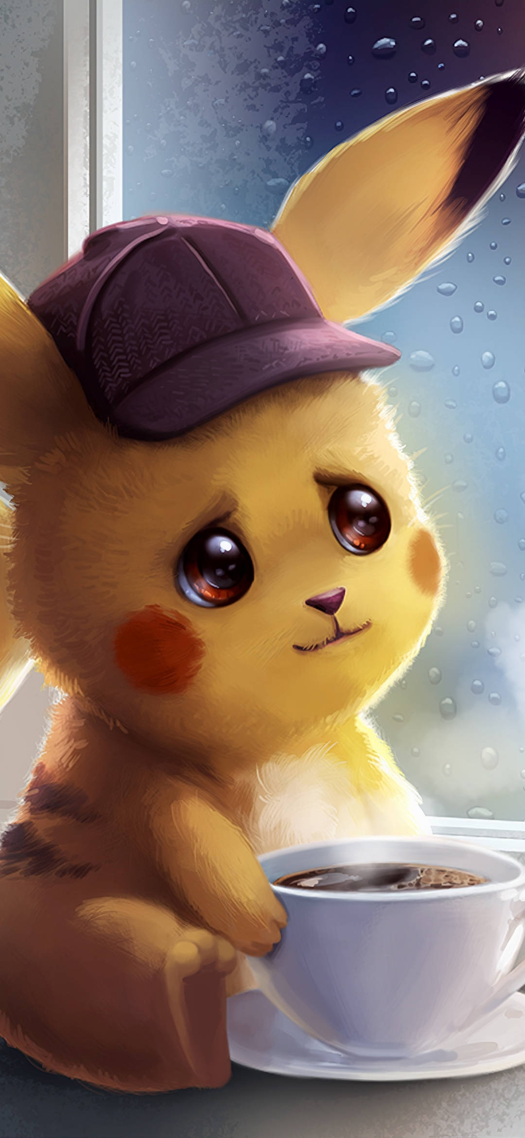 Pikachu med kaffekopp Bakgrunner