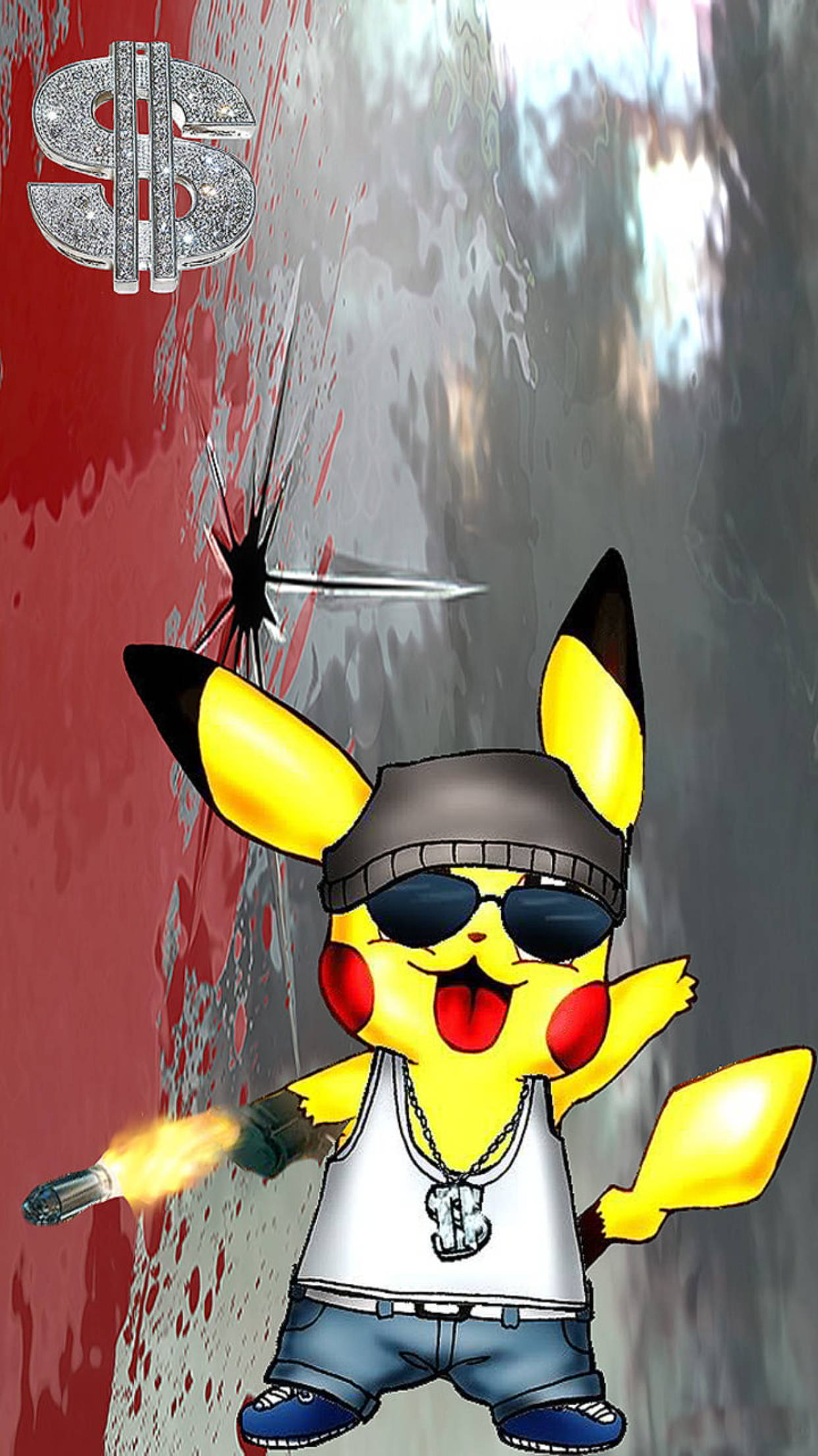 Pikachu omfavner gangster-stilen i tegneseriekunst Bakgrunner