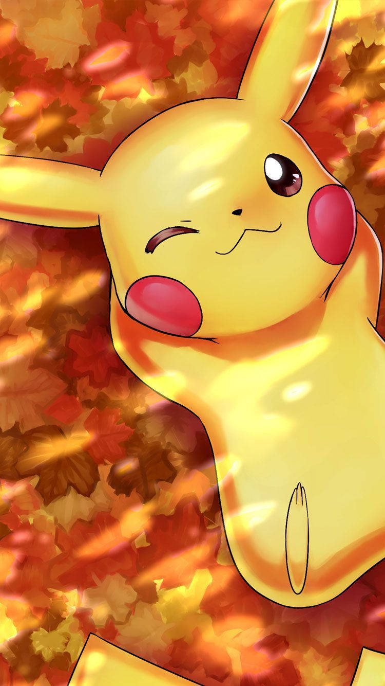 Bakgrunnsbilde av Pikachu tegnet i anime-lignende visuell stil.