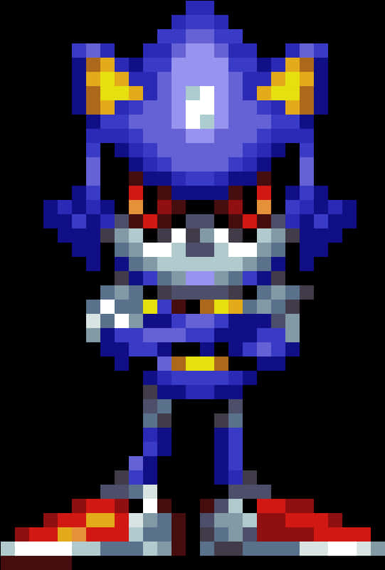Pikselert Metal Sonic som står Bakgrunner