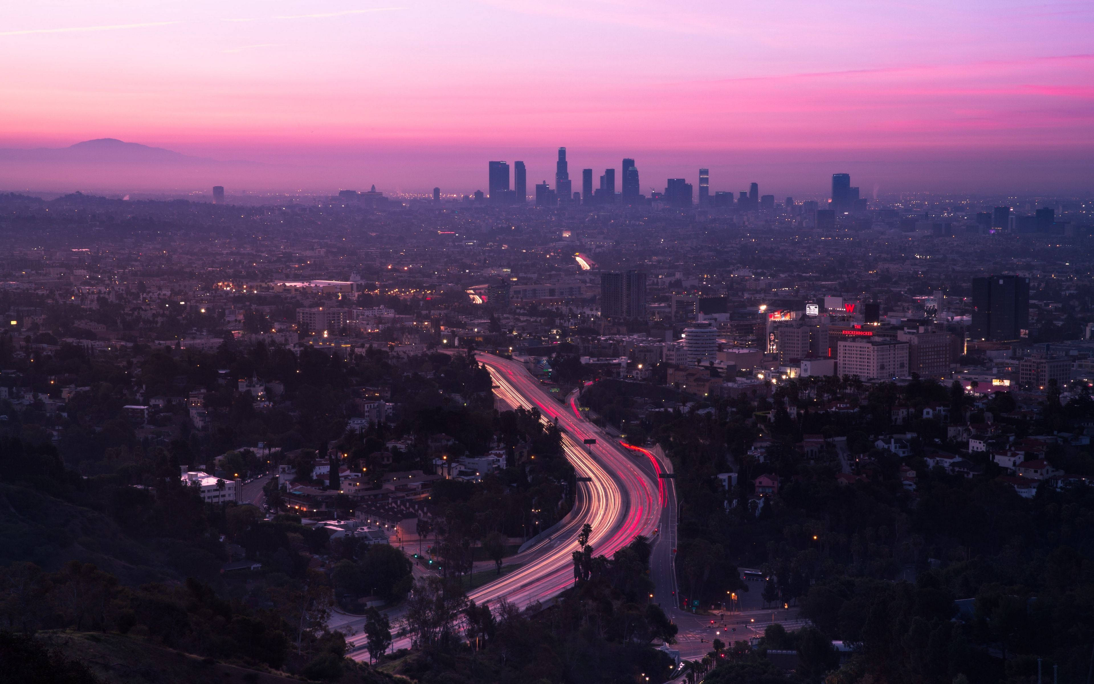 Pink Aesthetic Los Angeles Solnedgang Bakgrunner