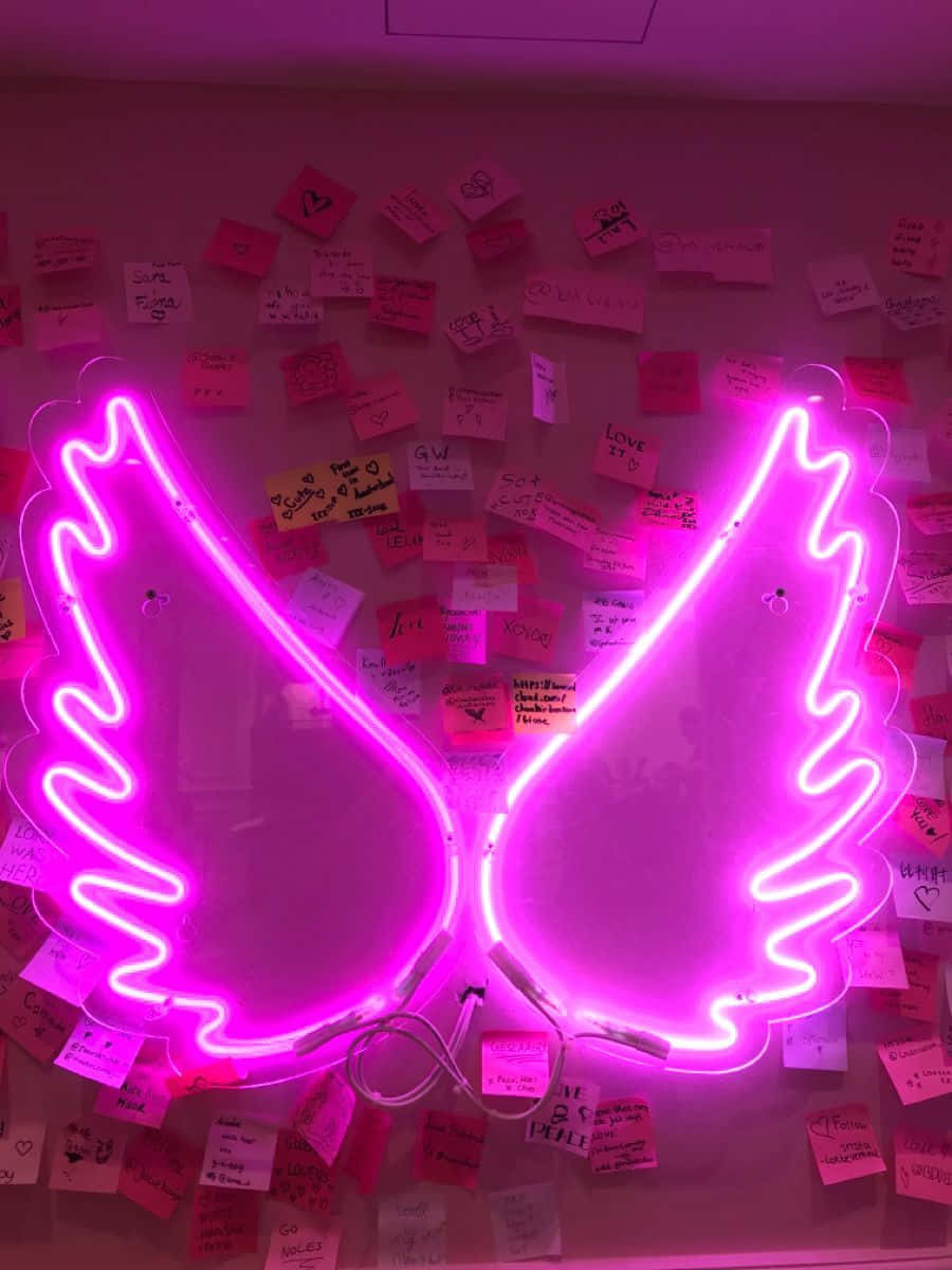 Pink Aesthetic Neon Wings Bilde Bakgrunner