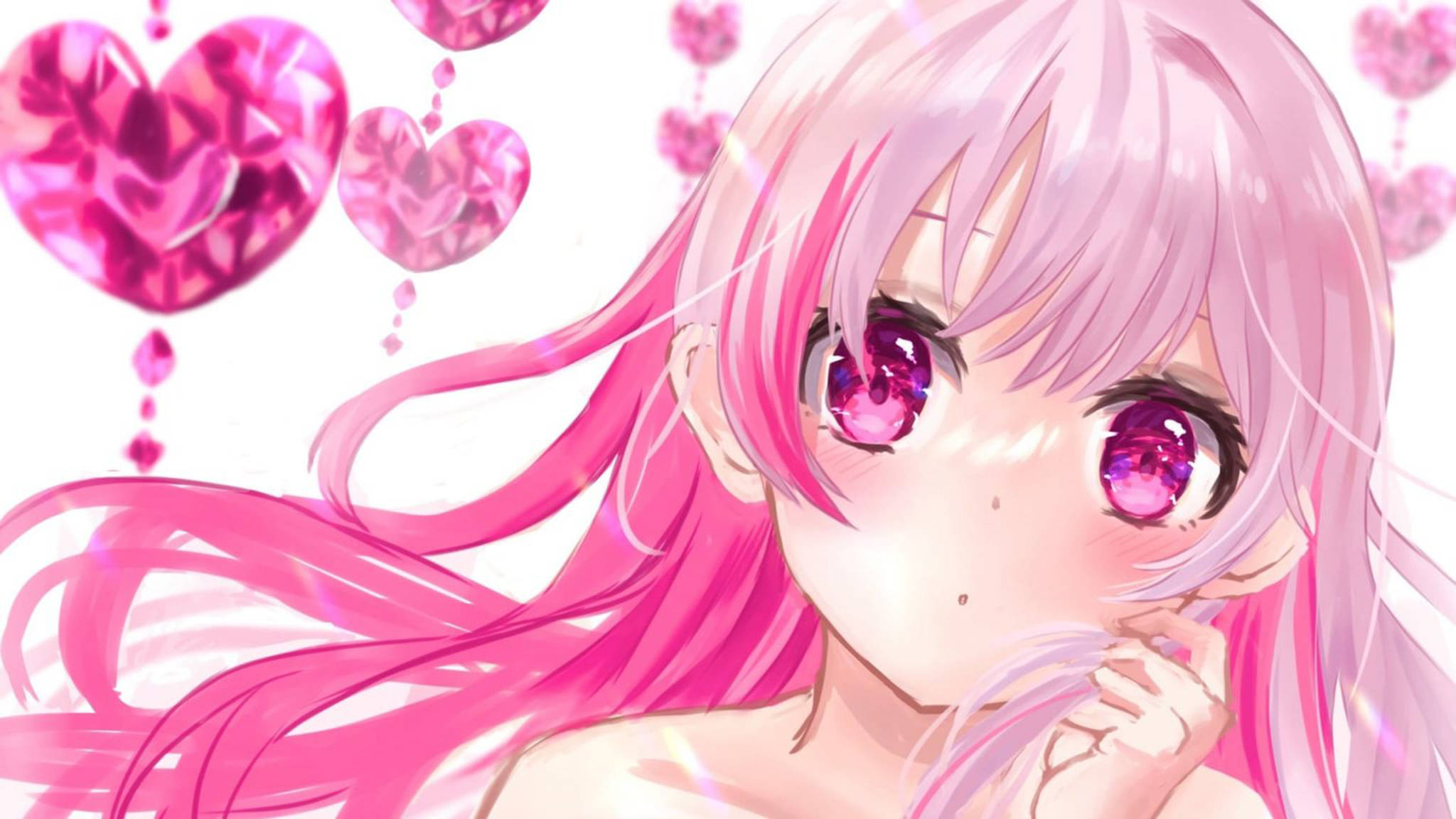Pink Anime Aesthetic Jentehjerter Bakgrunner
