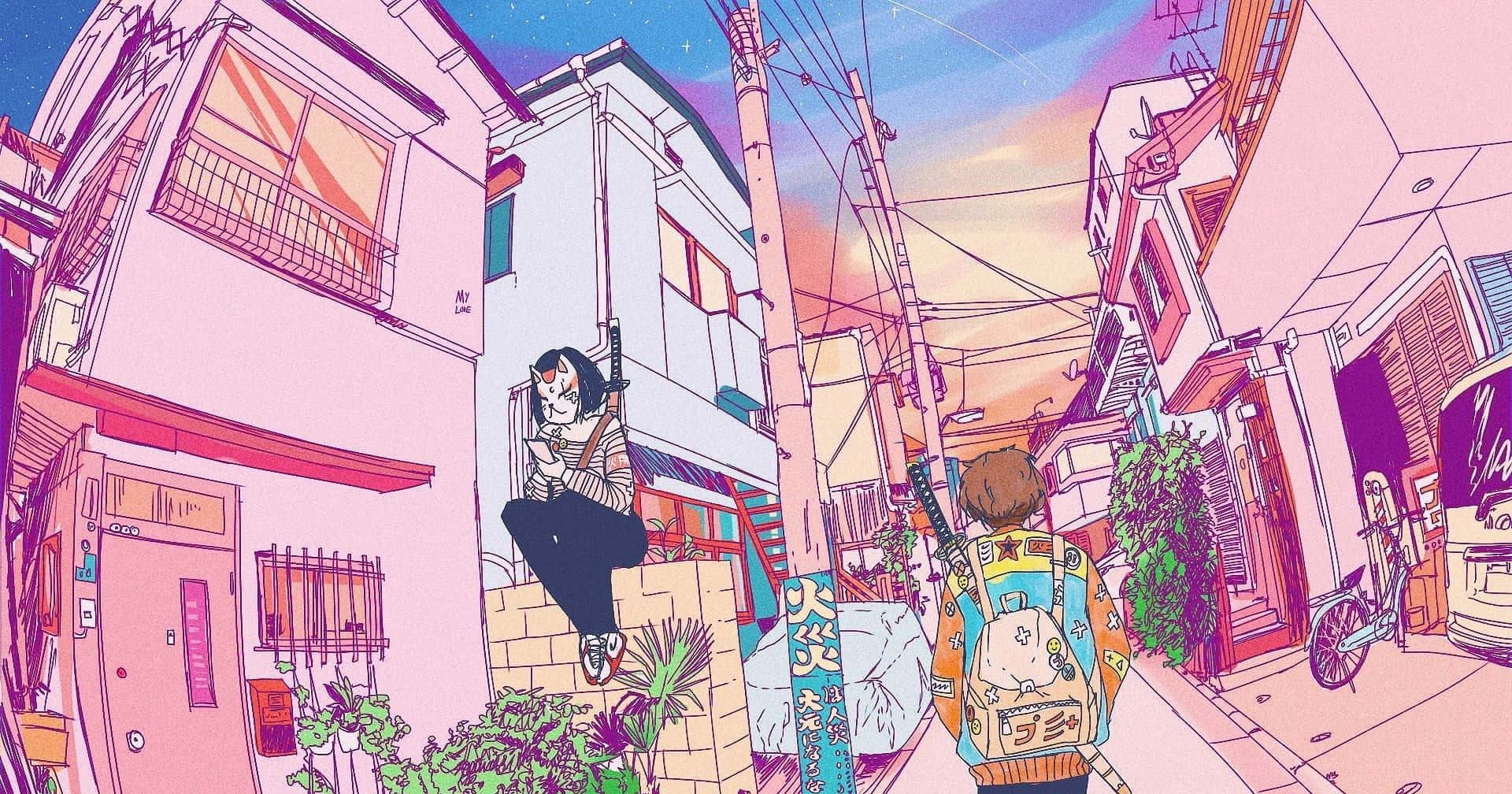 Pink Anime Aesthetic-bilder Bakgrunner