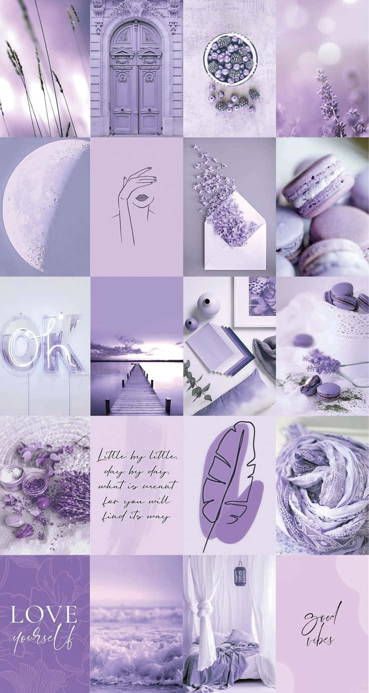 Pinterest Collage Lavendel Pastell Lilla Estetisk Bakgrunn Bakgrunner