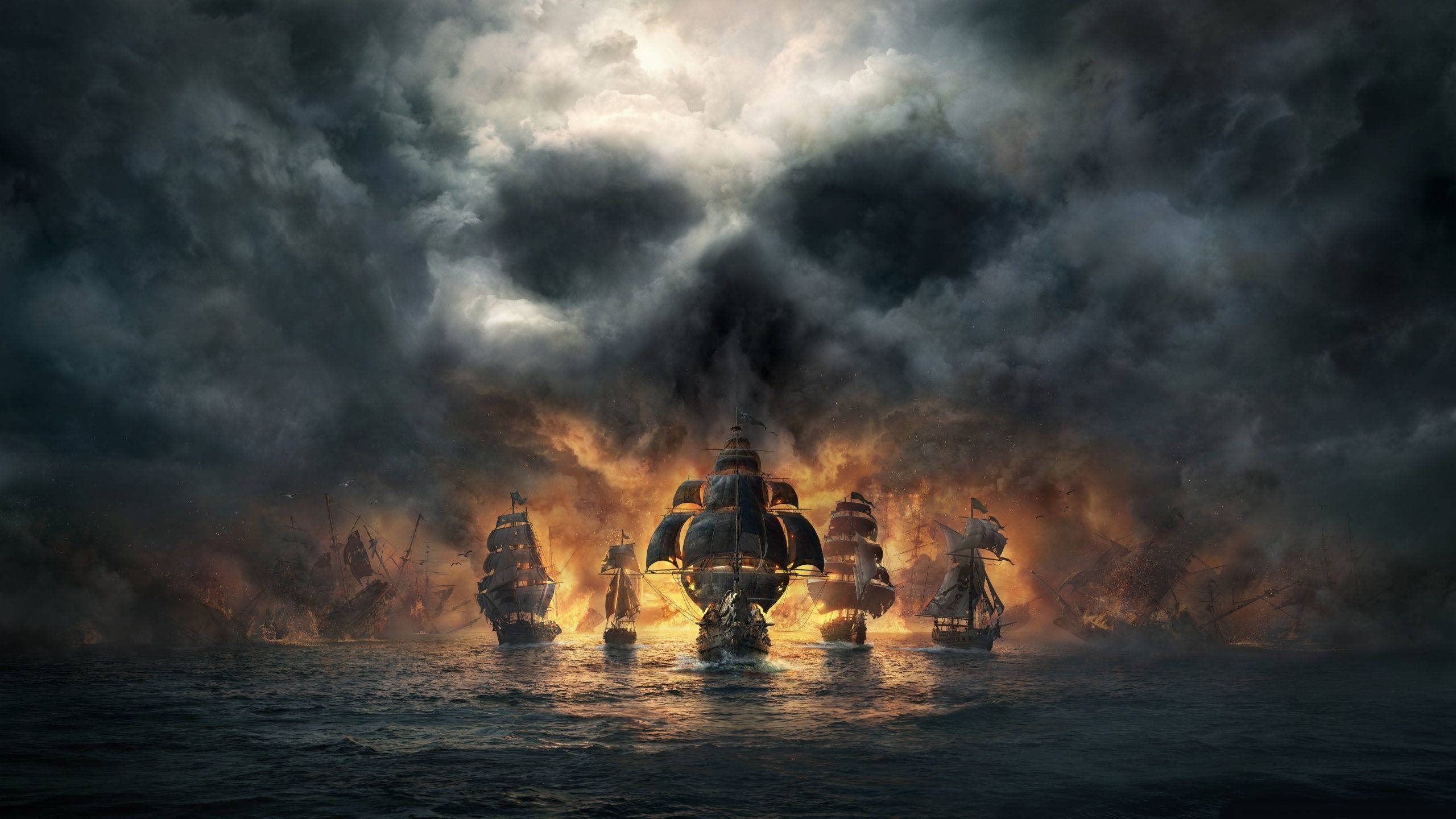 Piratbåter Hodeskalle Røyk 1440p Spill Bakgrunner