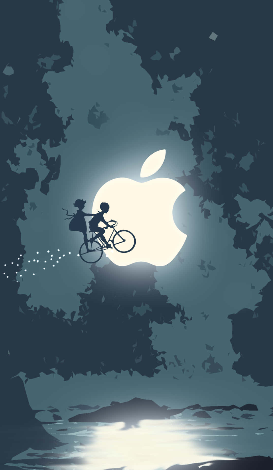Pixel 3 Apple-logo og flyvende sykkel-bakgrunn Bakgrunner