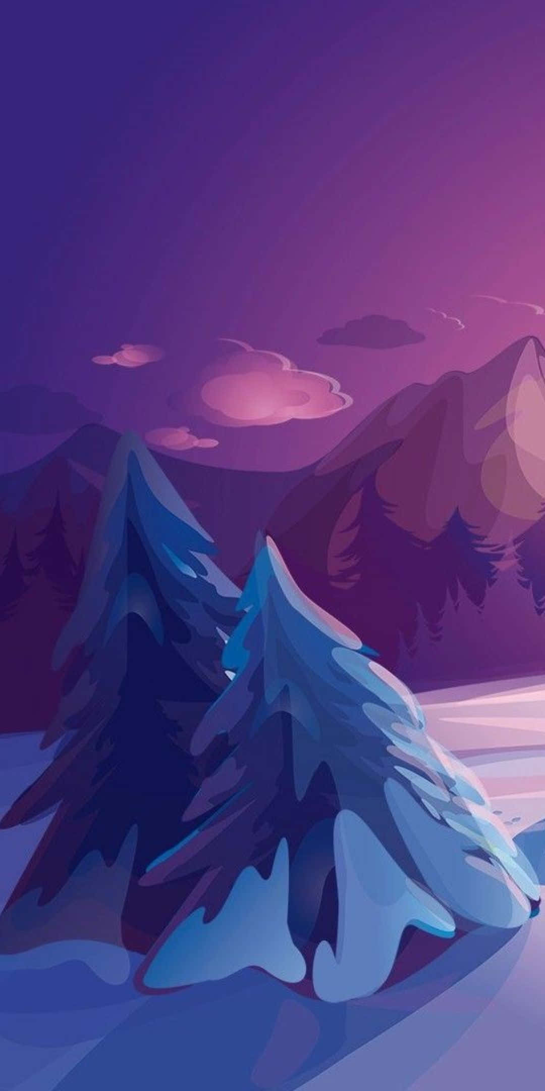 Pixel 3 Vinterbakgrunn Tegning Snødekte Trær Bakgrunner