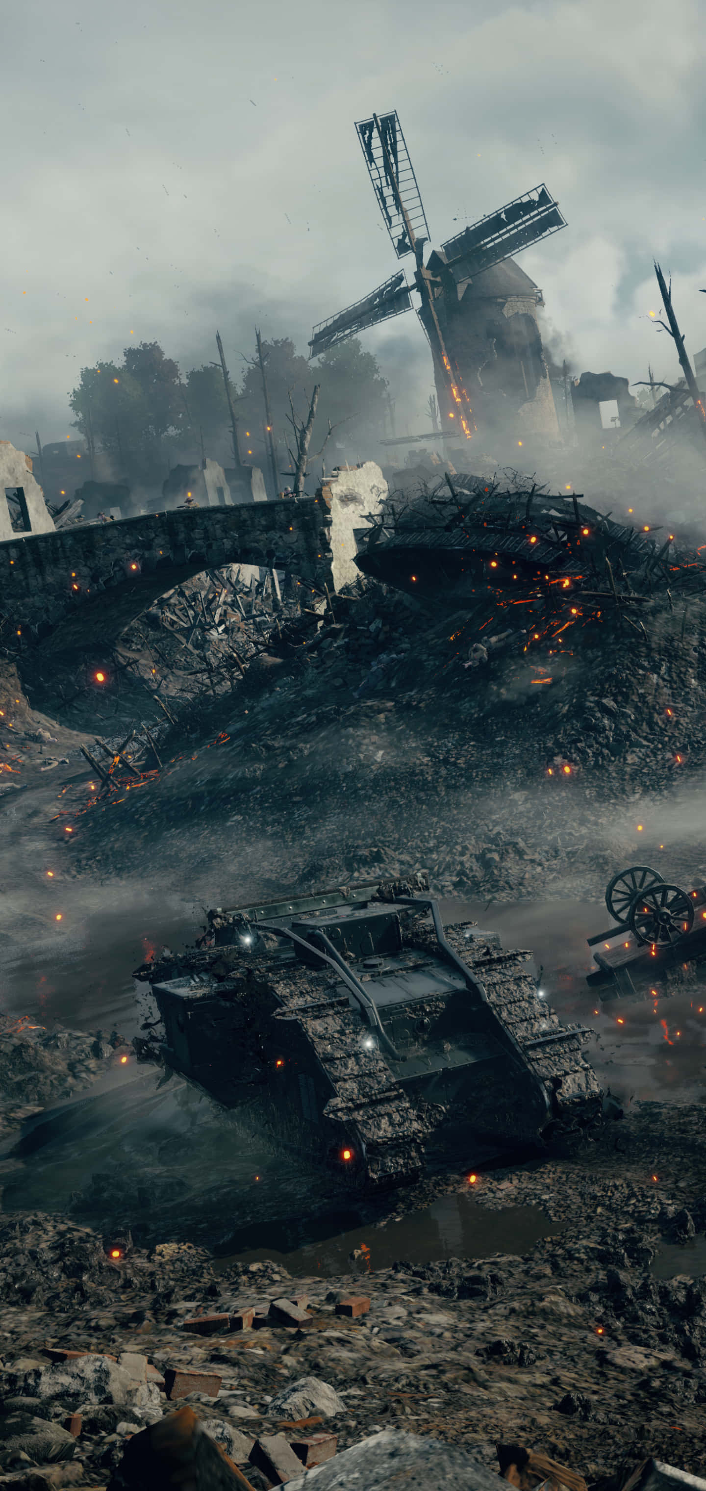 Pixel 3xl Battlefield 1 Bakgrunn Tank I Røykmiljø Bakgrunner