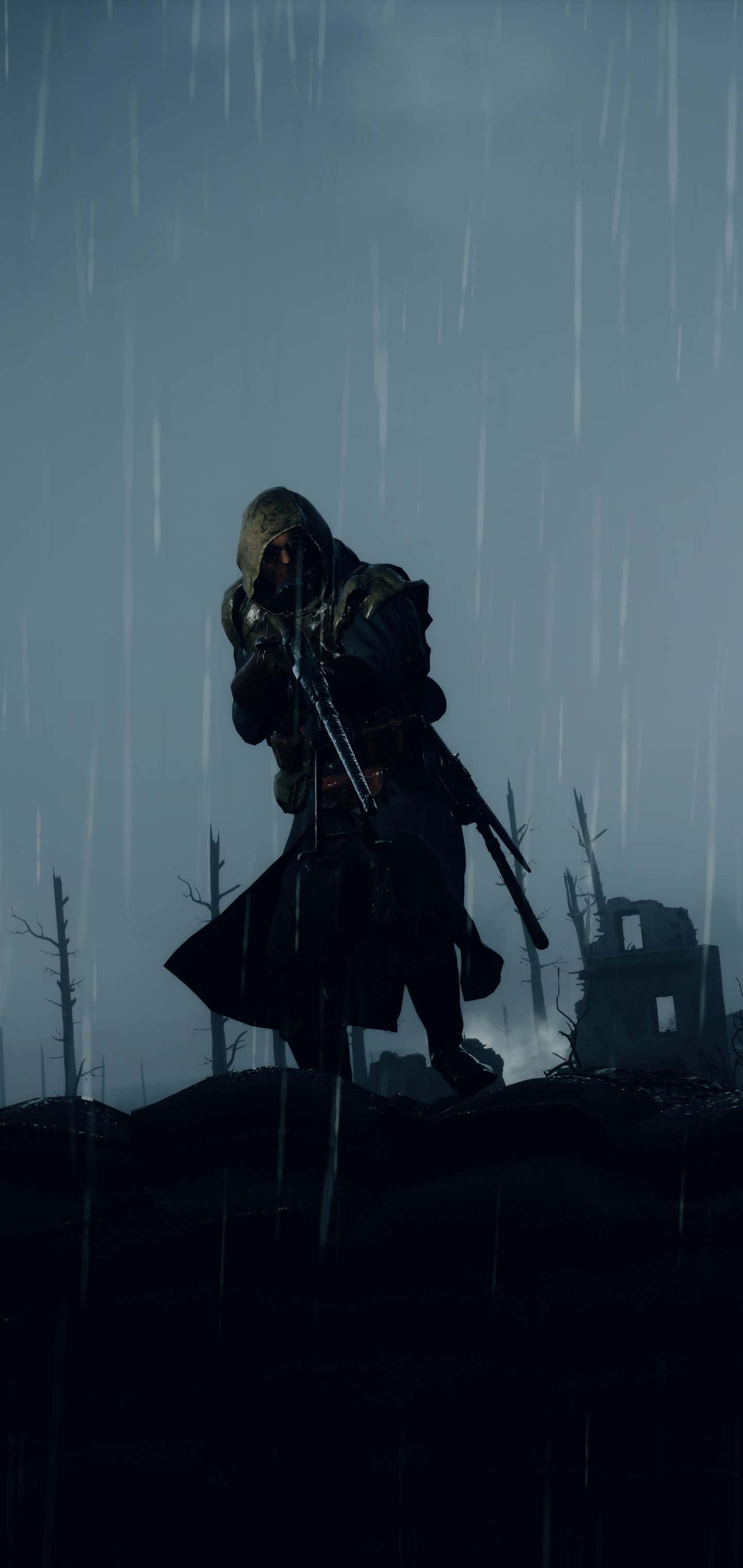 Pixel 3xl Battlefield 1 Bakgrunn Hettekledd Soldat I Regnet Bakgrunner